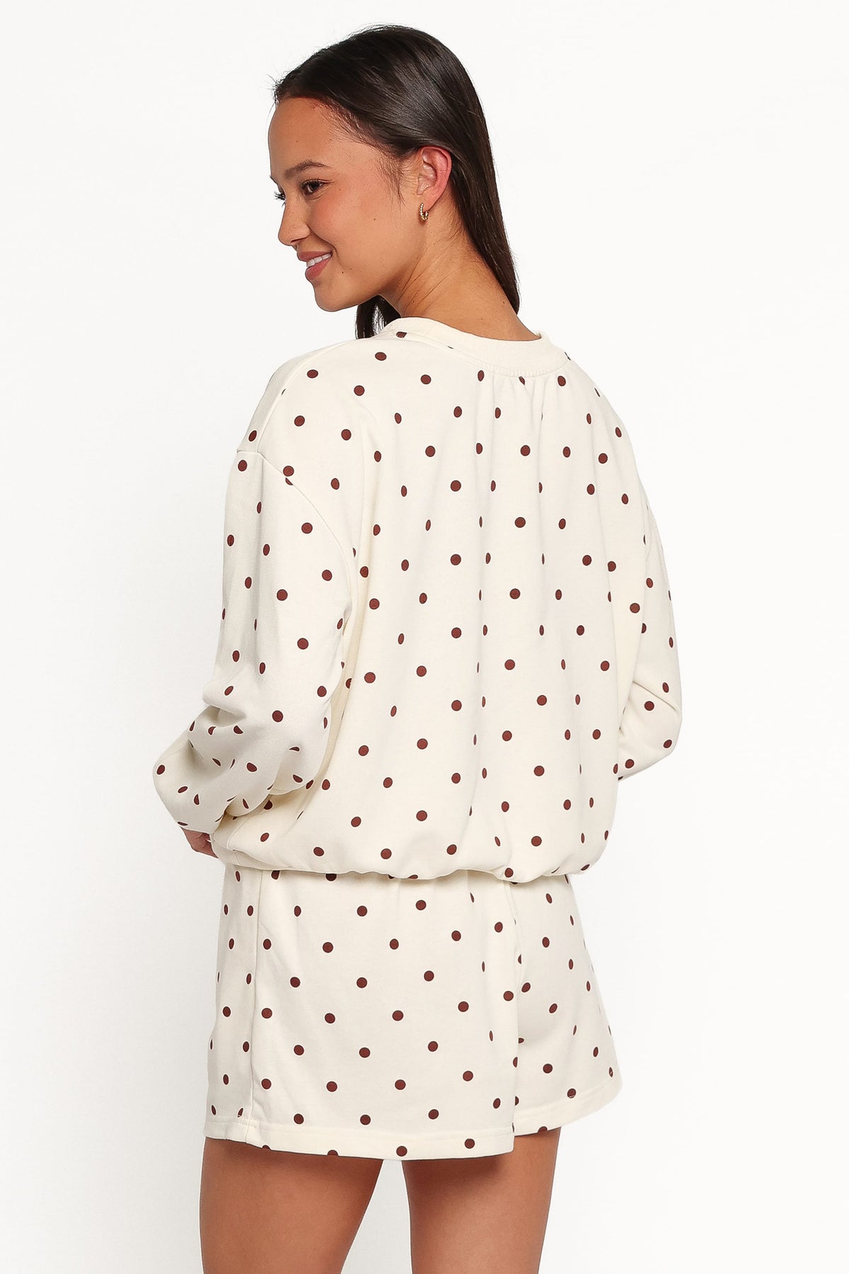 Novie Sweatshirt - Brown Polka Dot