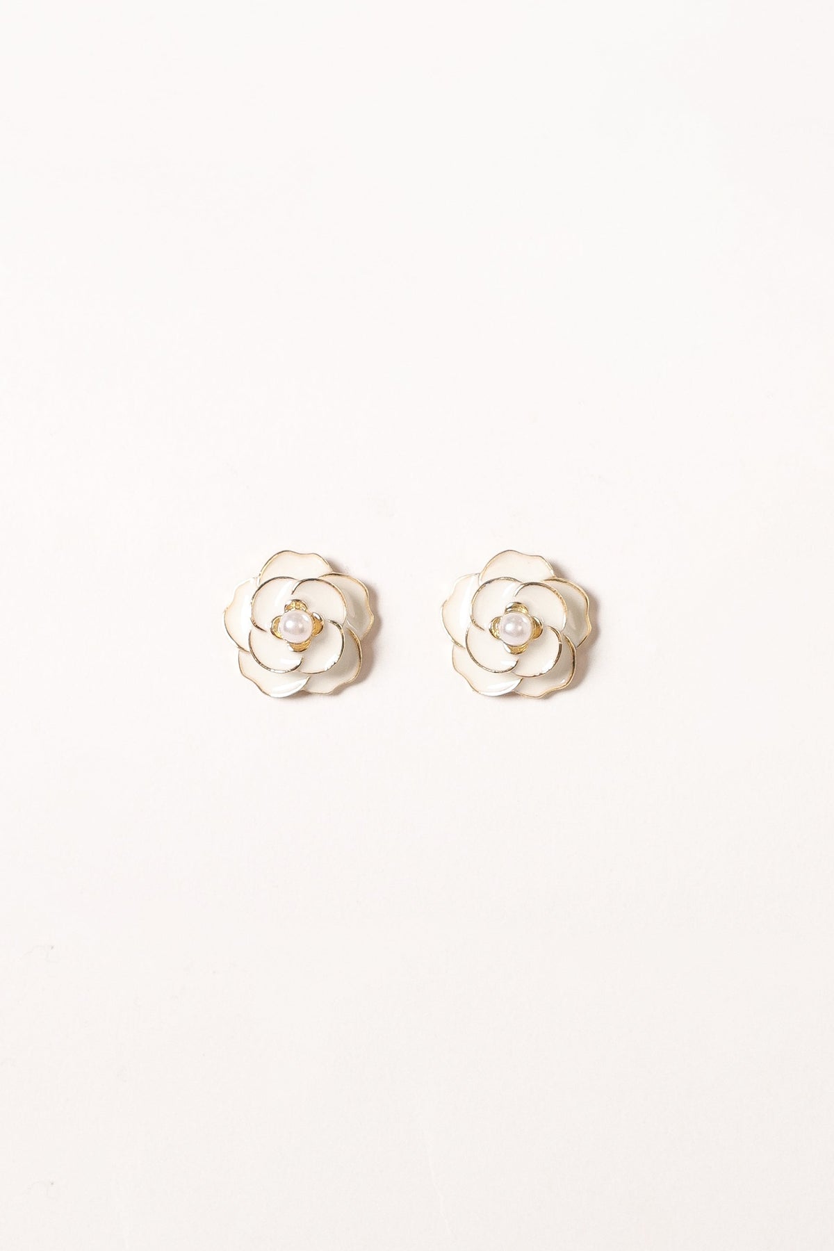 Reina Flower Earrings - Gold White