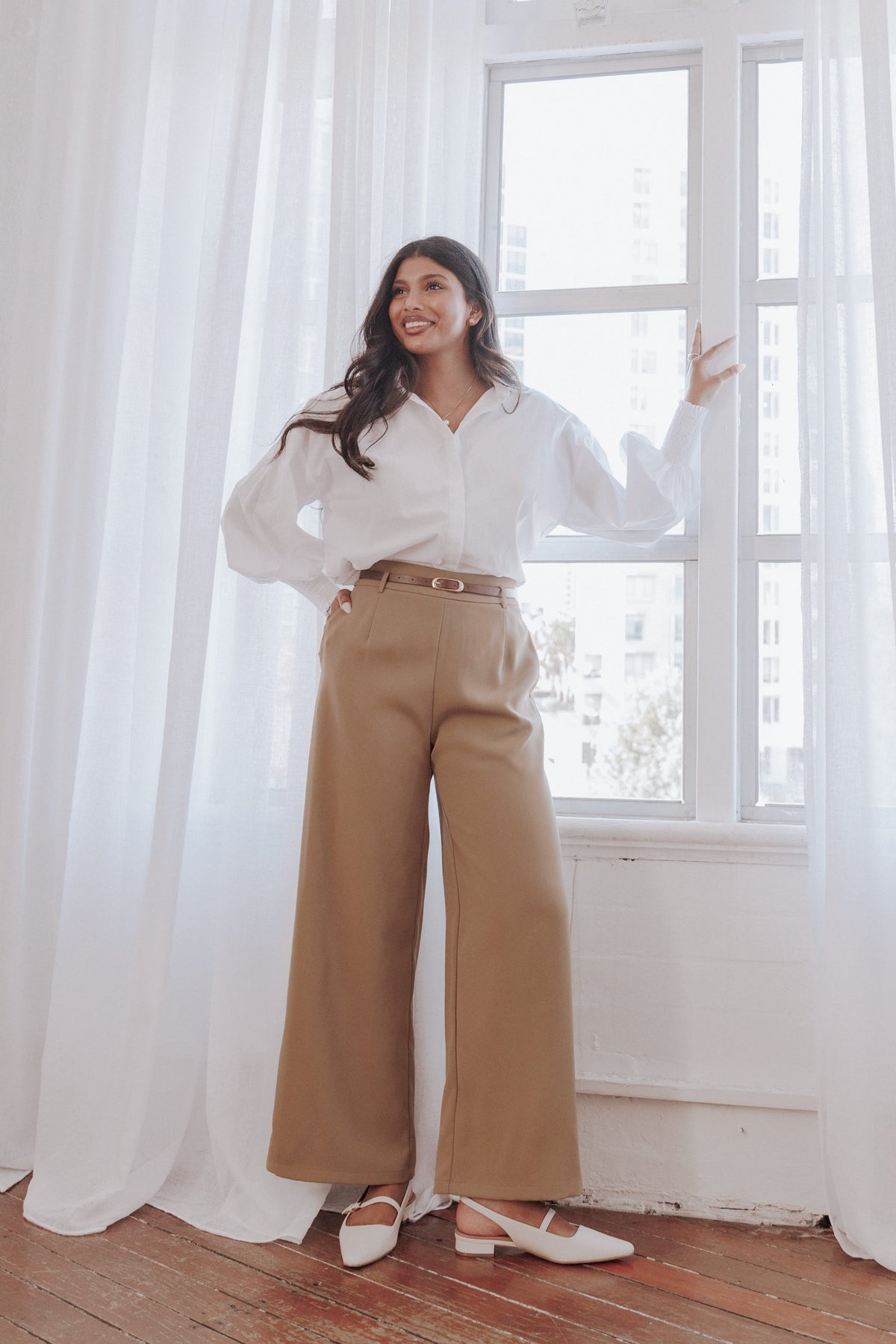 Ceres Belted Wide Leg Pant - Olive
