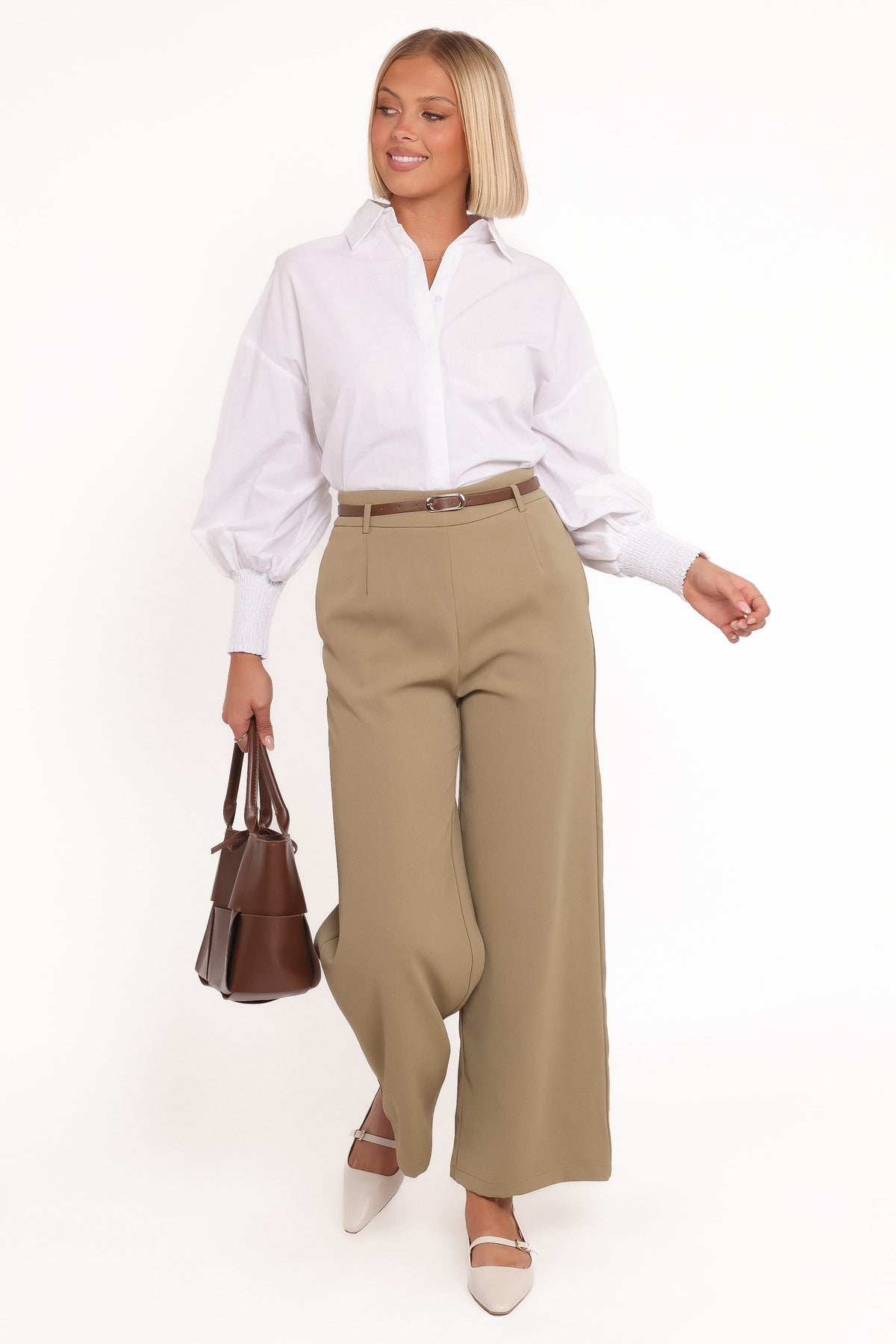 Ceres Belted Wide Leg Pant - Olive