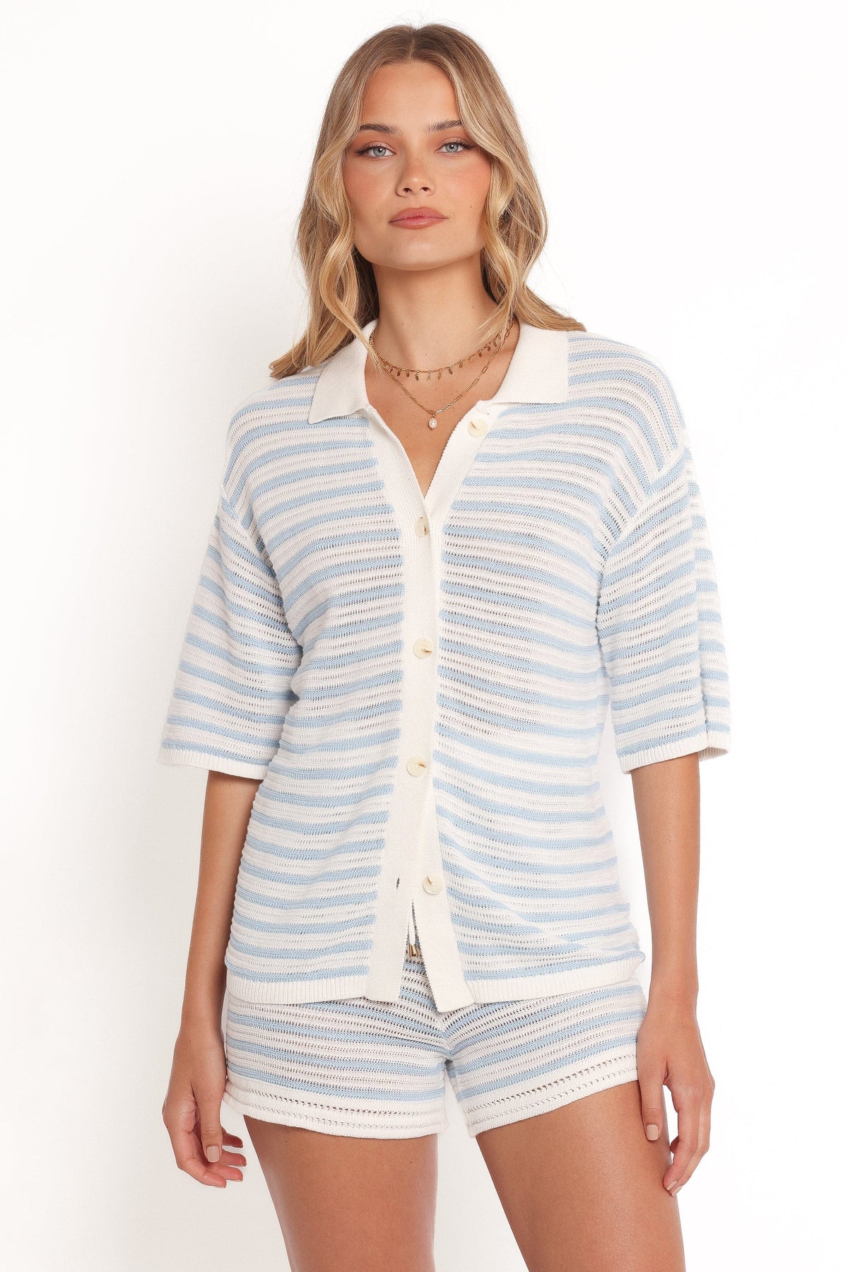 Cherie Knit Short - Cream Sky Blue