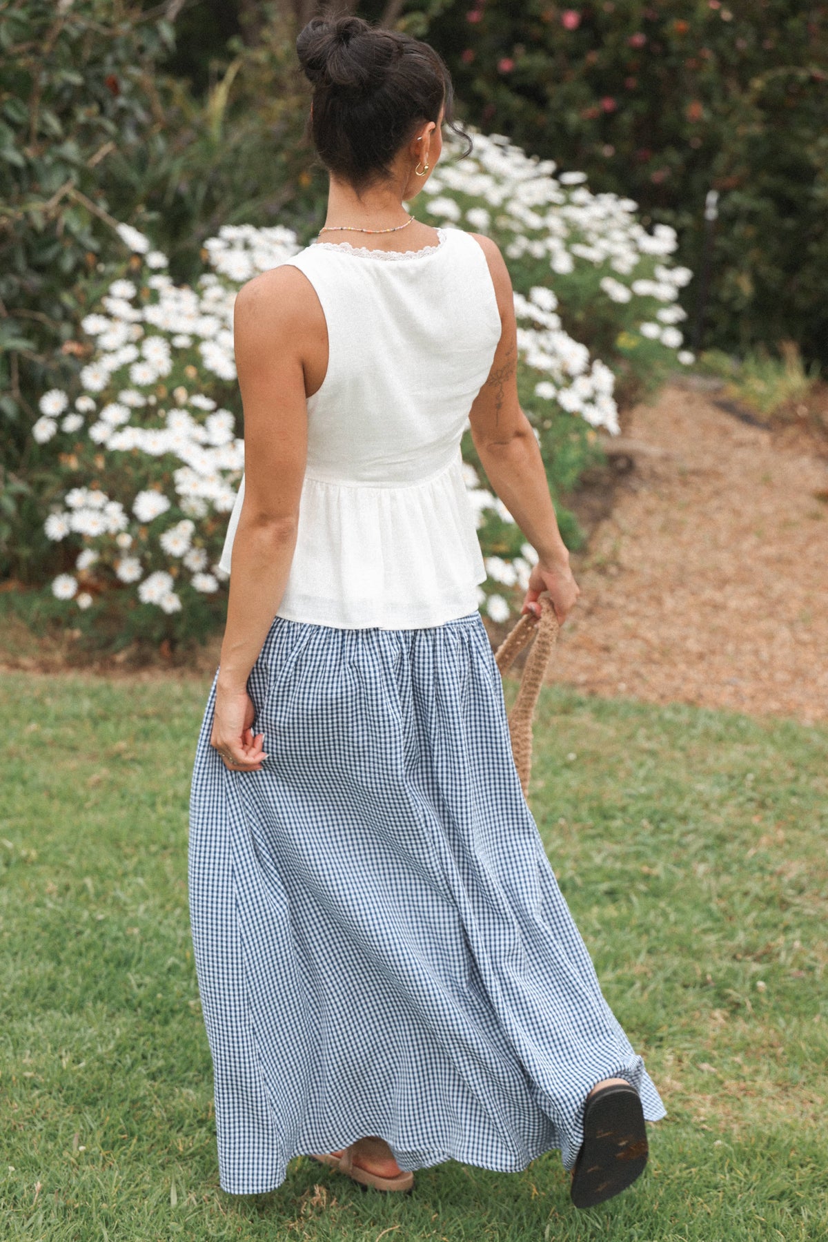 Laurita Maxi Skirt - Navy Gingham