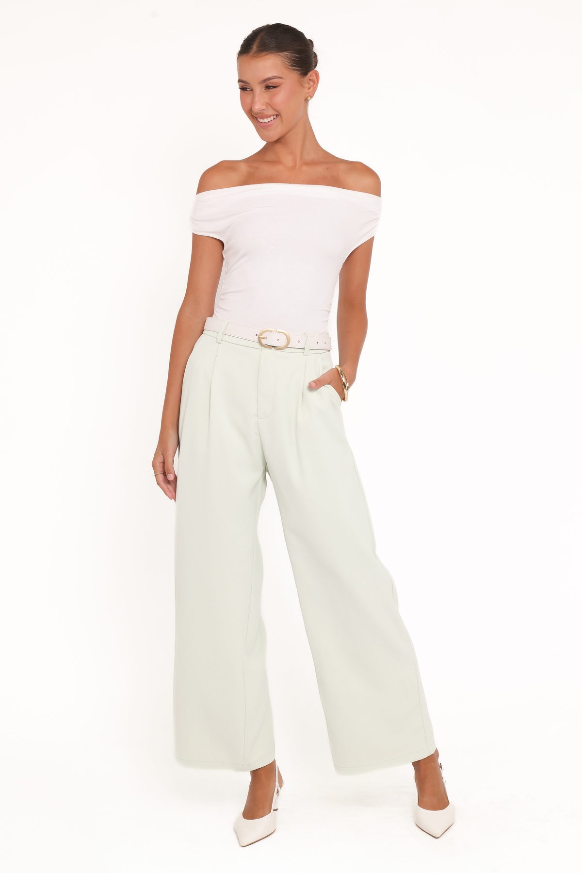 Lia Wide Leg Pant - Sage Green