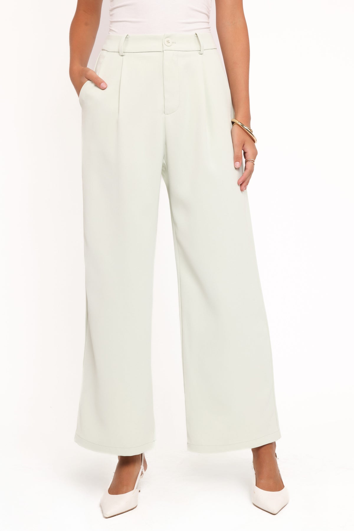 Lia Wide Leg Pant - Sage Green