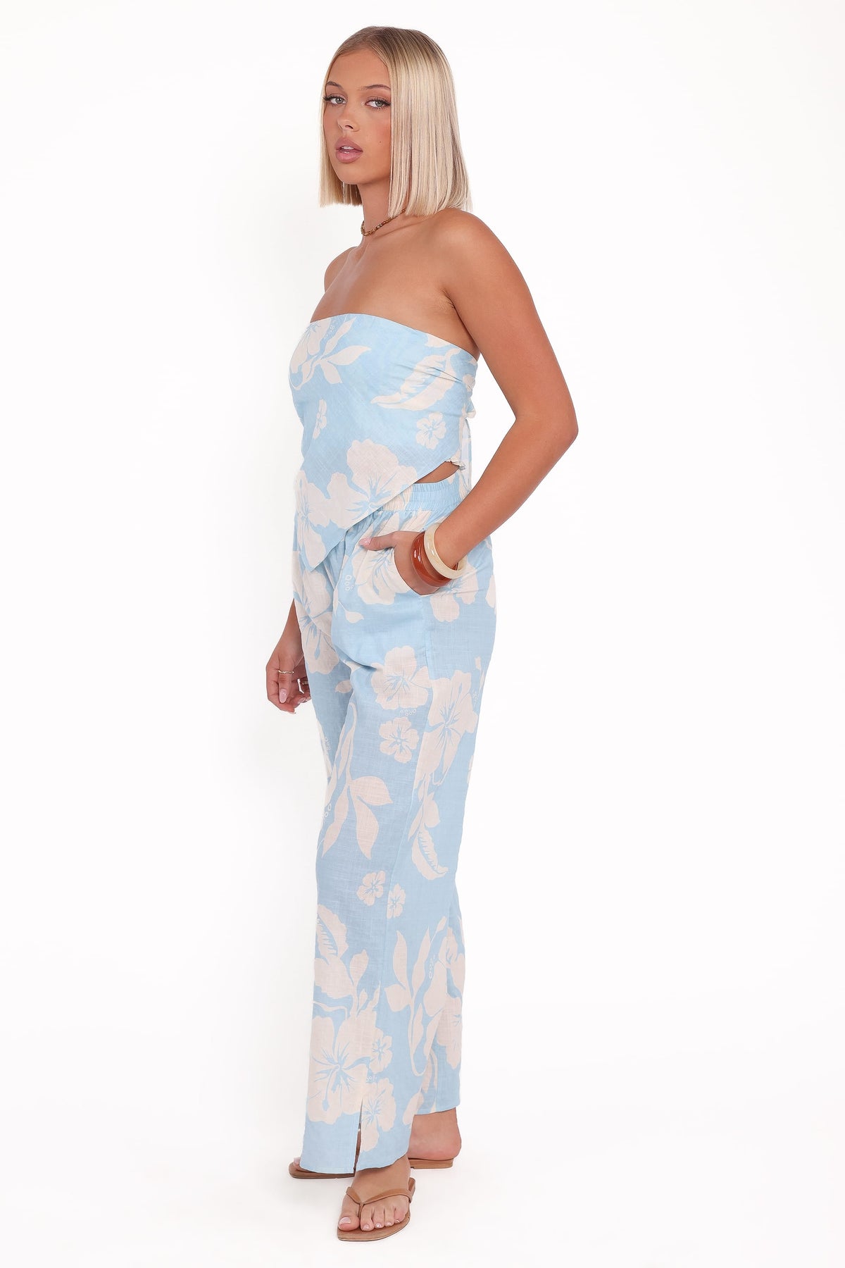 Lourdes Wide Leg Pant - Blue Hibiscus