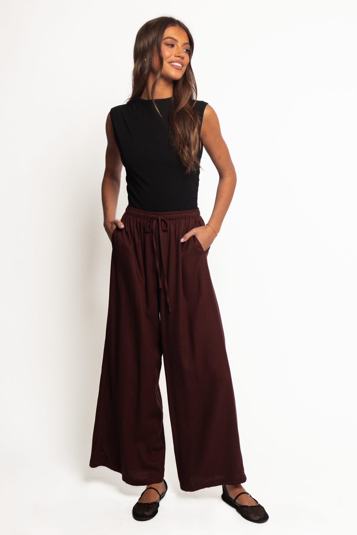 Zane Tie Waist Pant - Chocolate