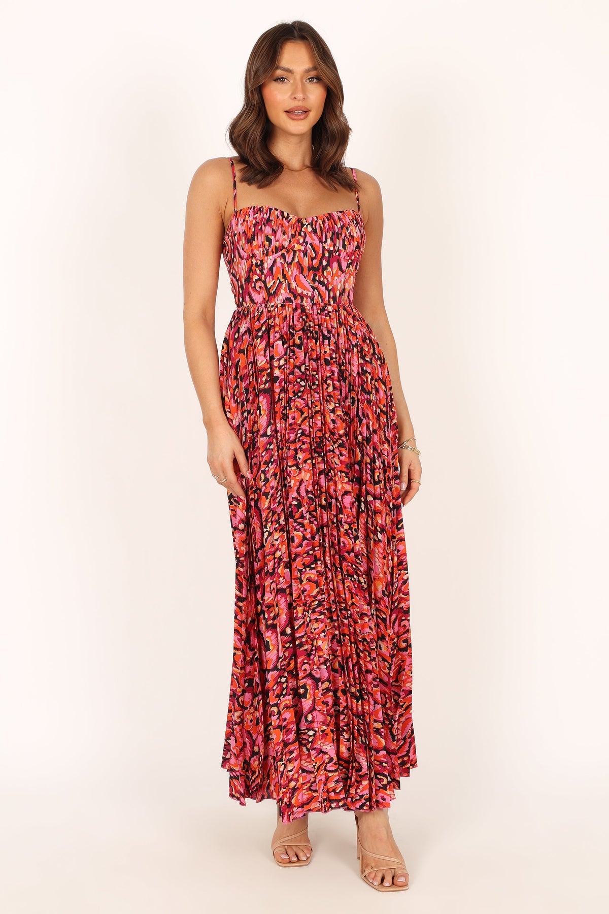 Achanti Pleated Maxi Dress - Pink Multi