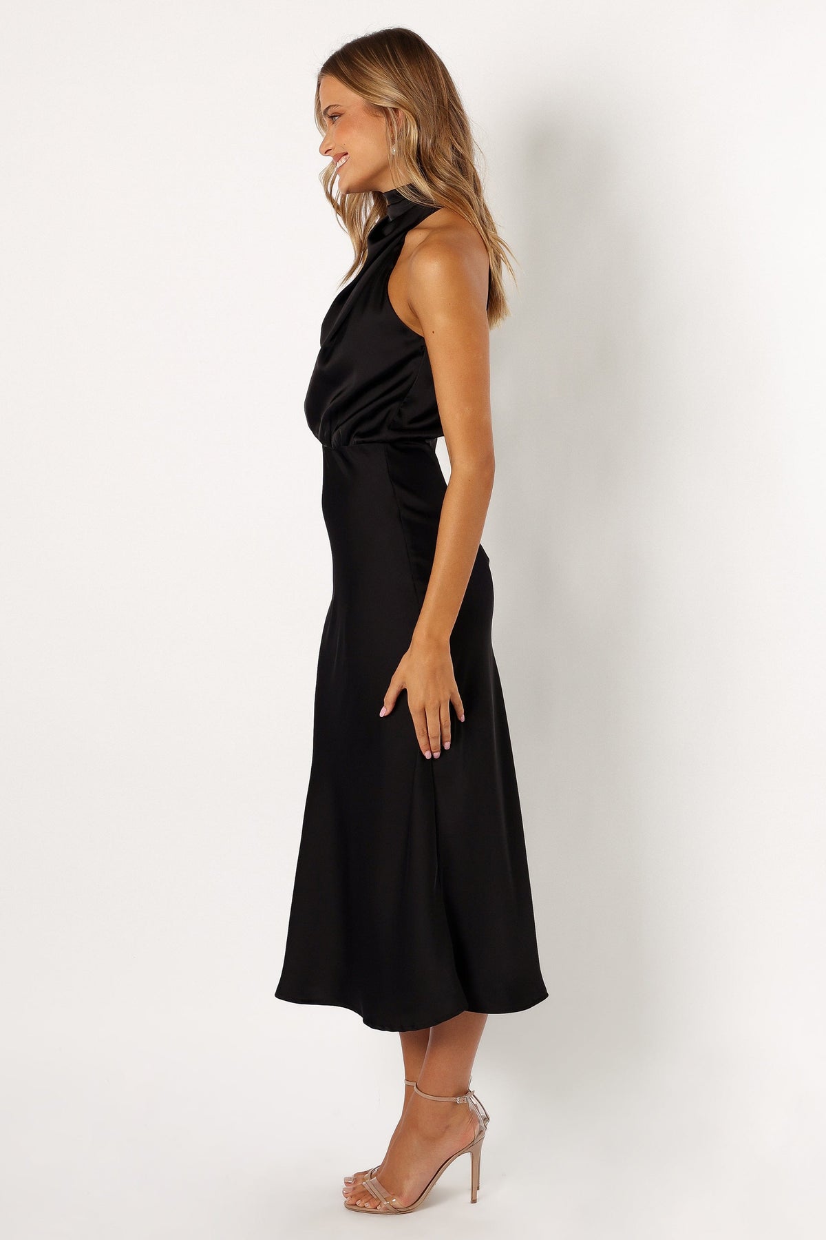 Anabelle Halter Neck Midi Dress - Black