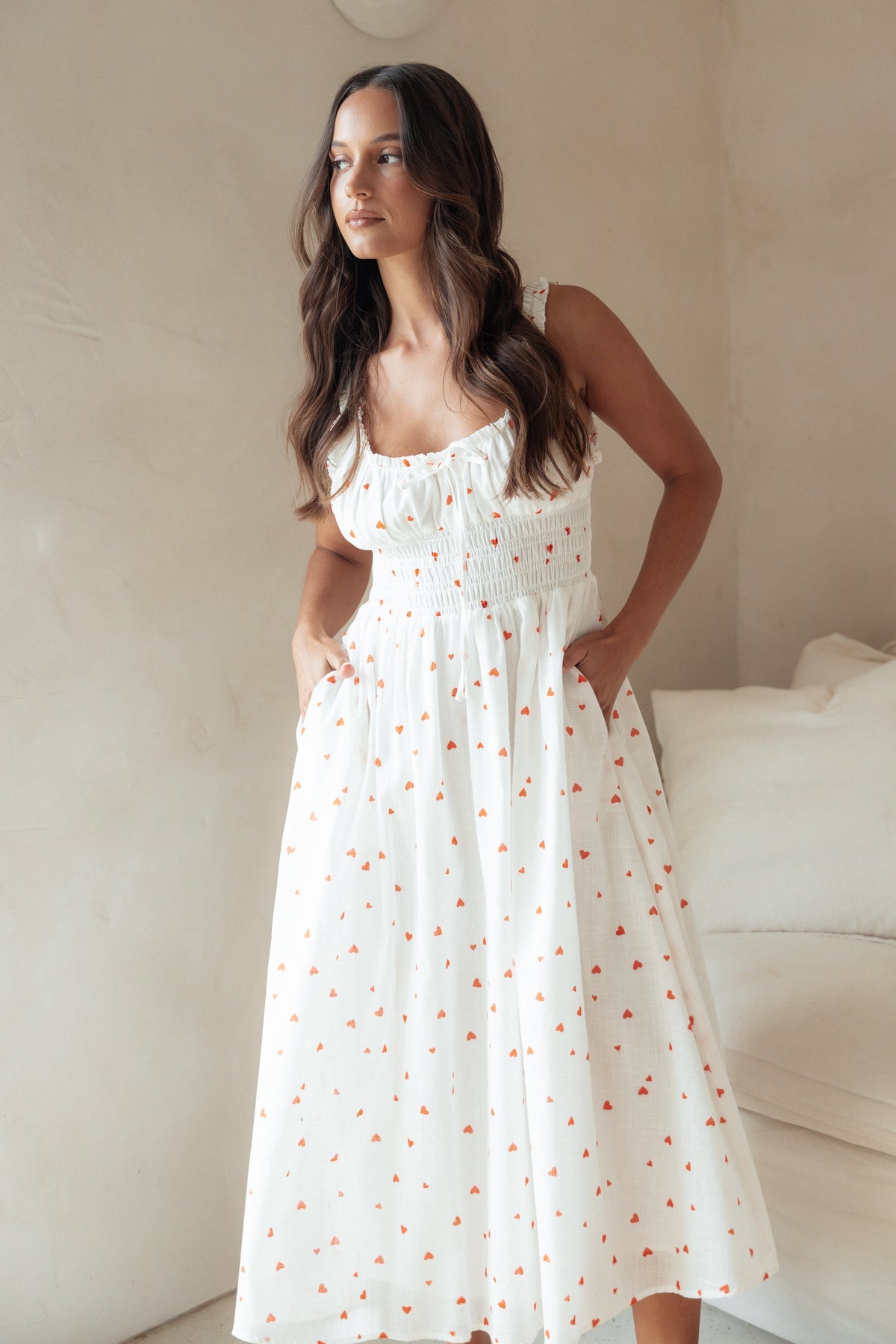 Auguste Midi Dress - Ditsy Heart