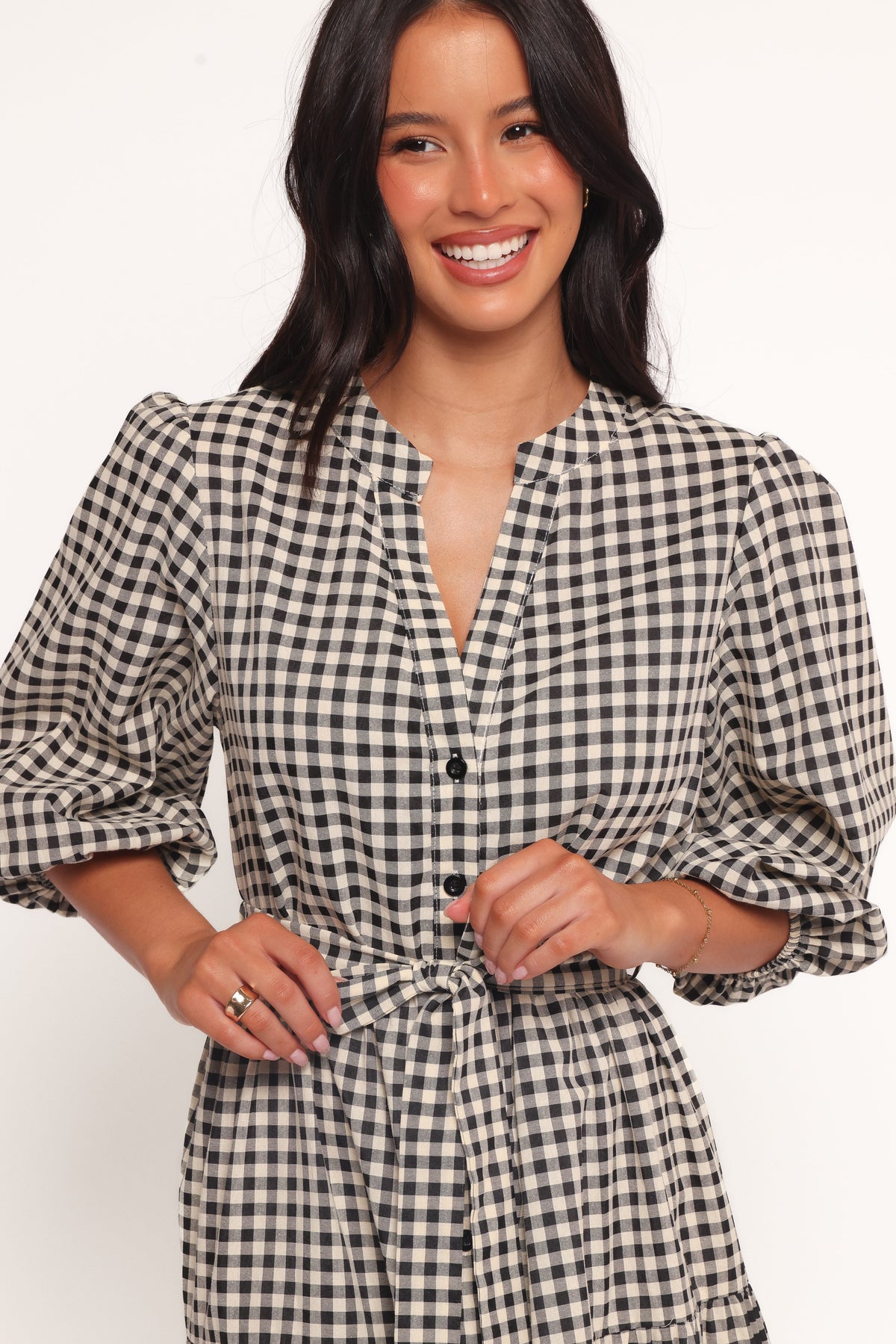 Dixon Maxi Dress - Black Cream Gingham