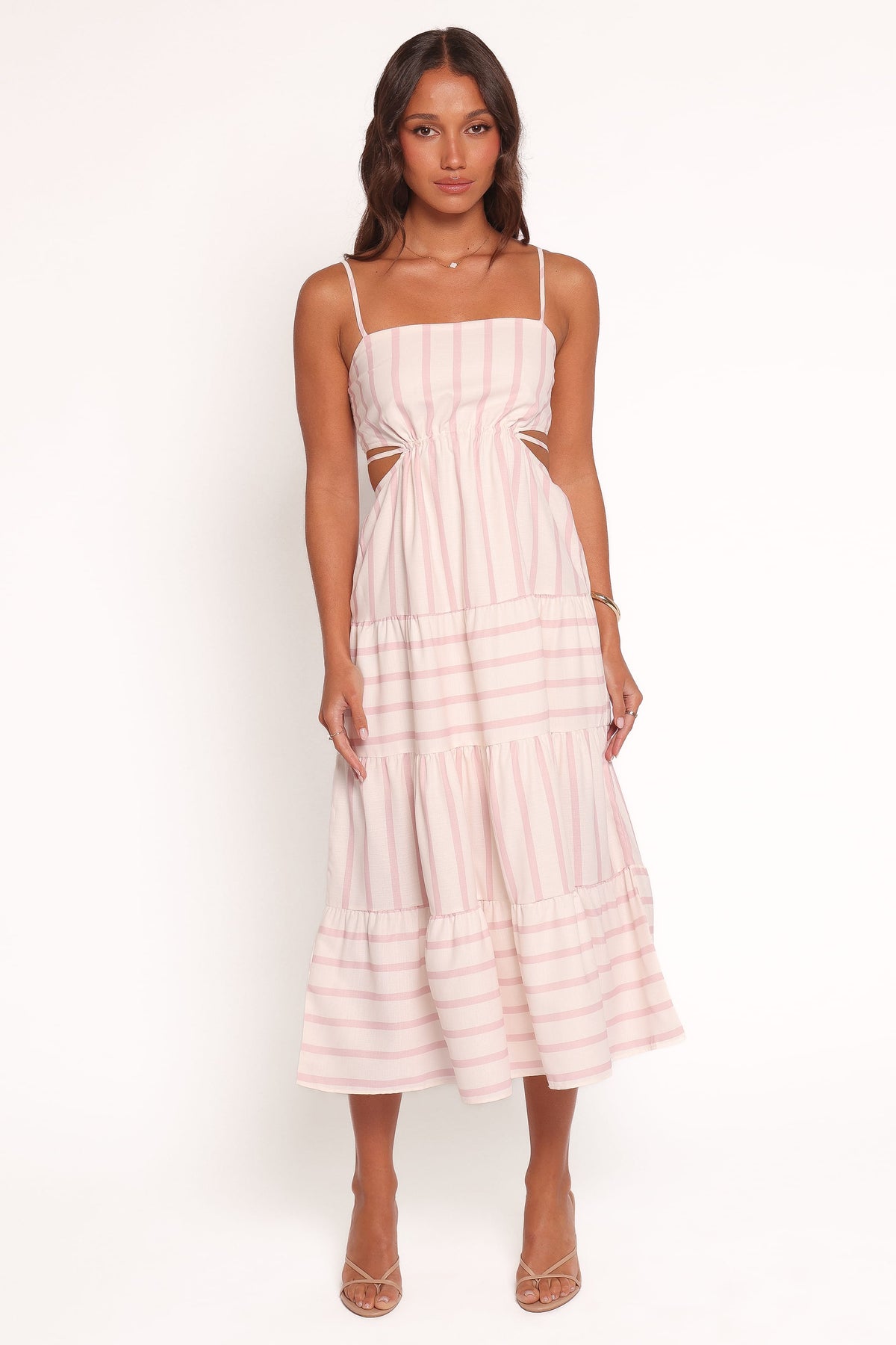 Evelin Midi Dress - Pink Stripe