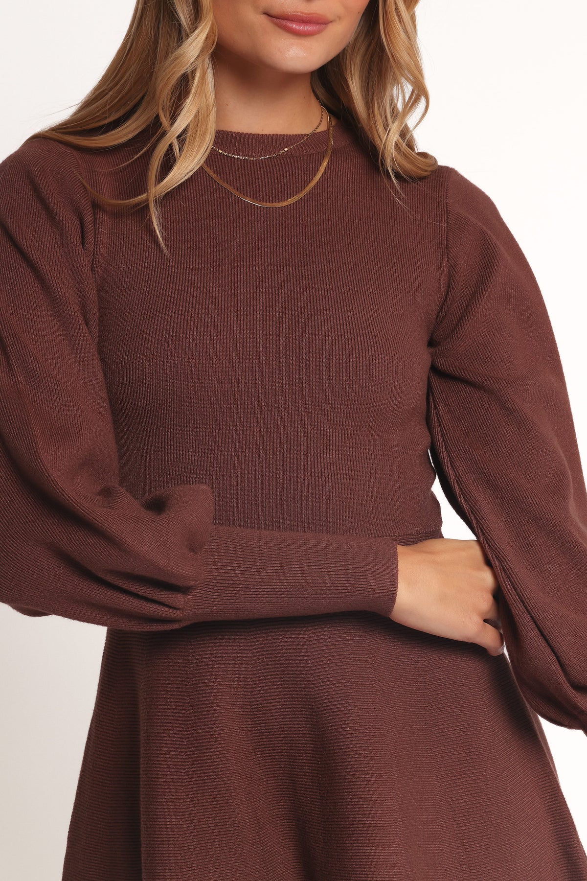Gigi Long Sleeve Mini Dress - Brown