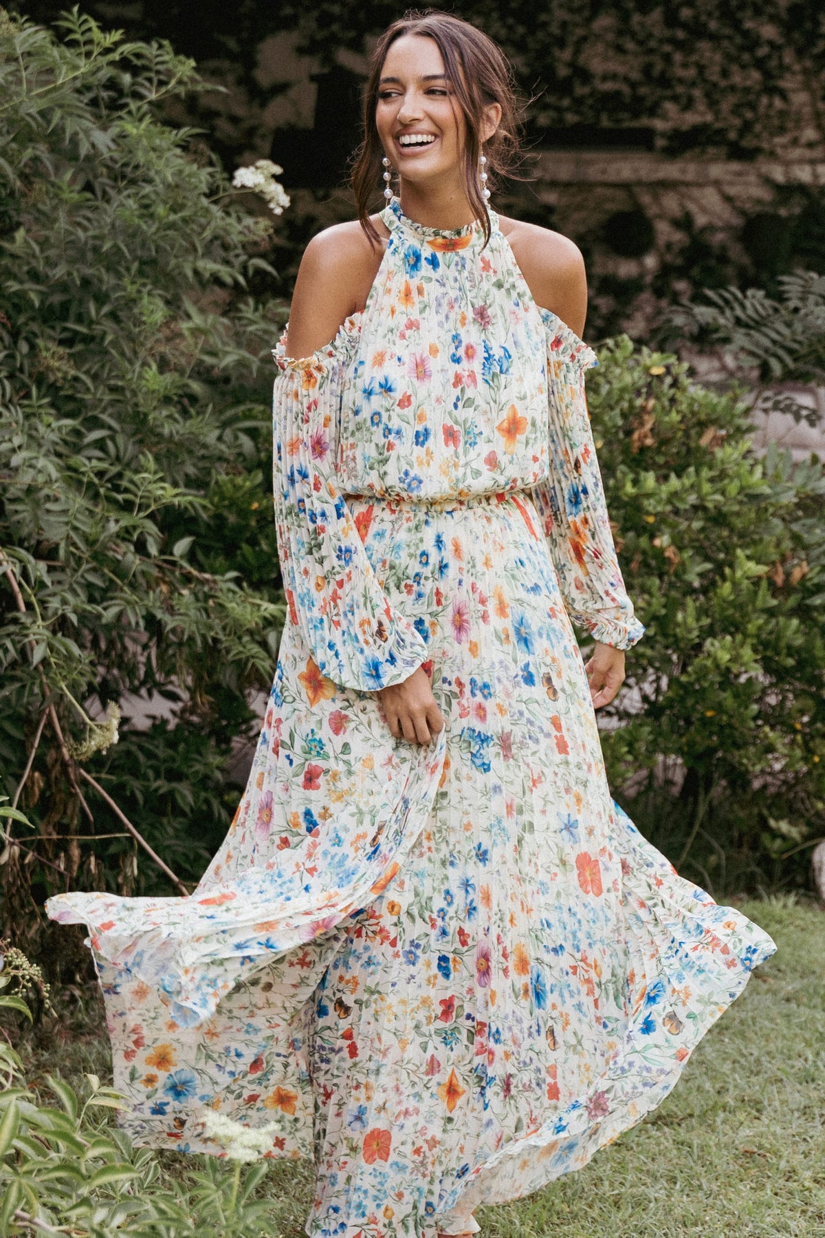 Hilary Pleated Maxi Dress - Garden Floral