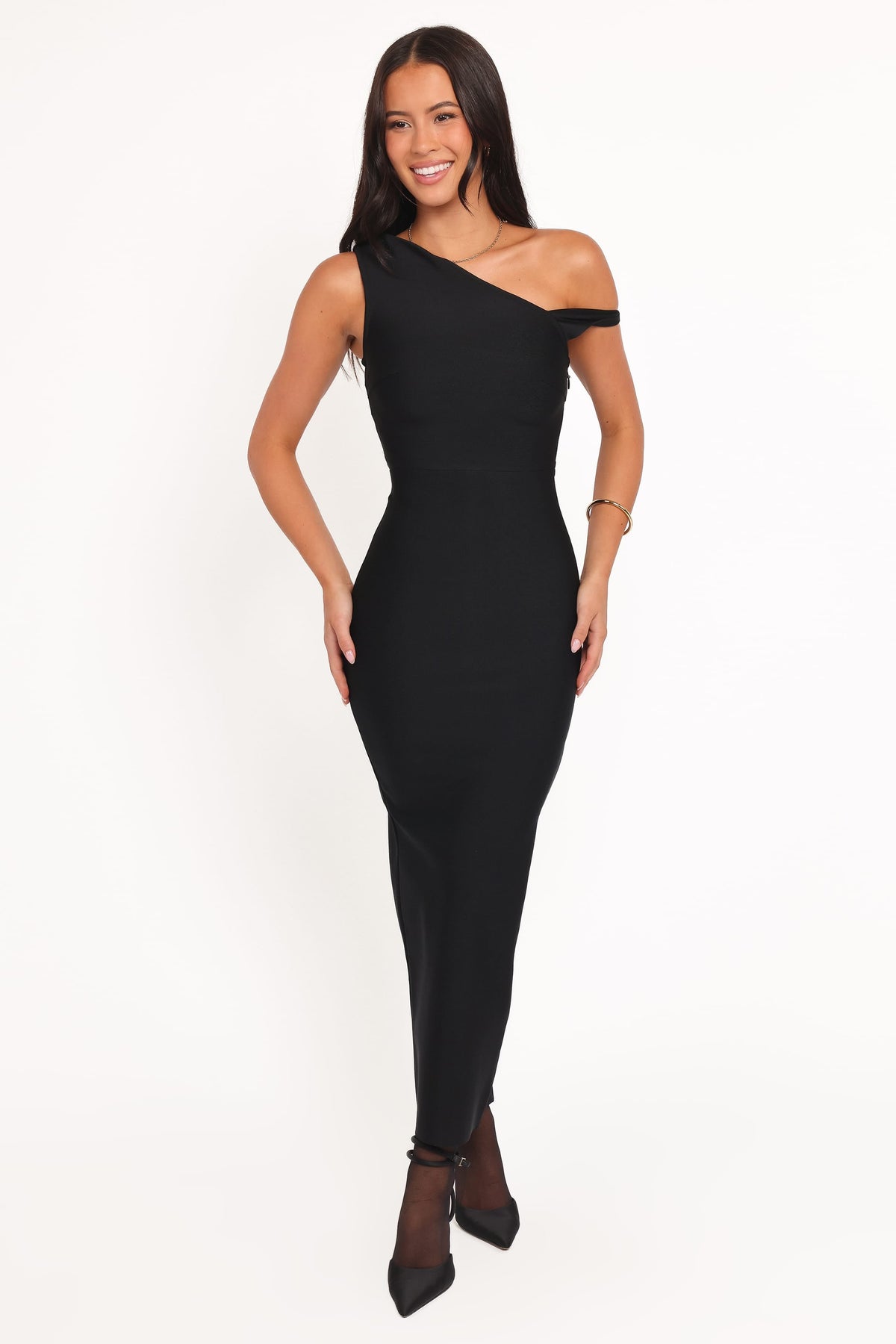 Hudson Off Shoulder Midi Dress - Black