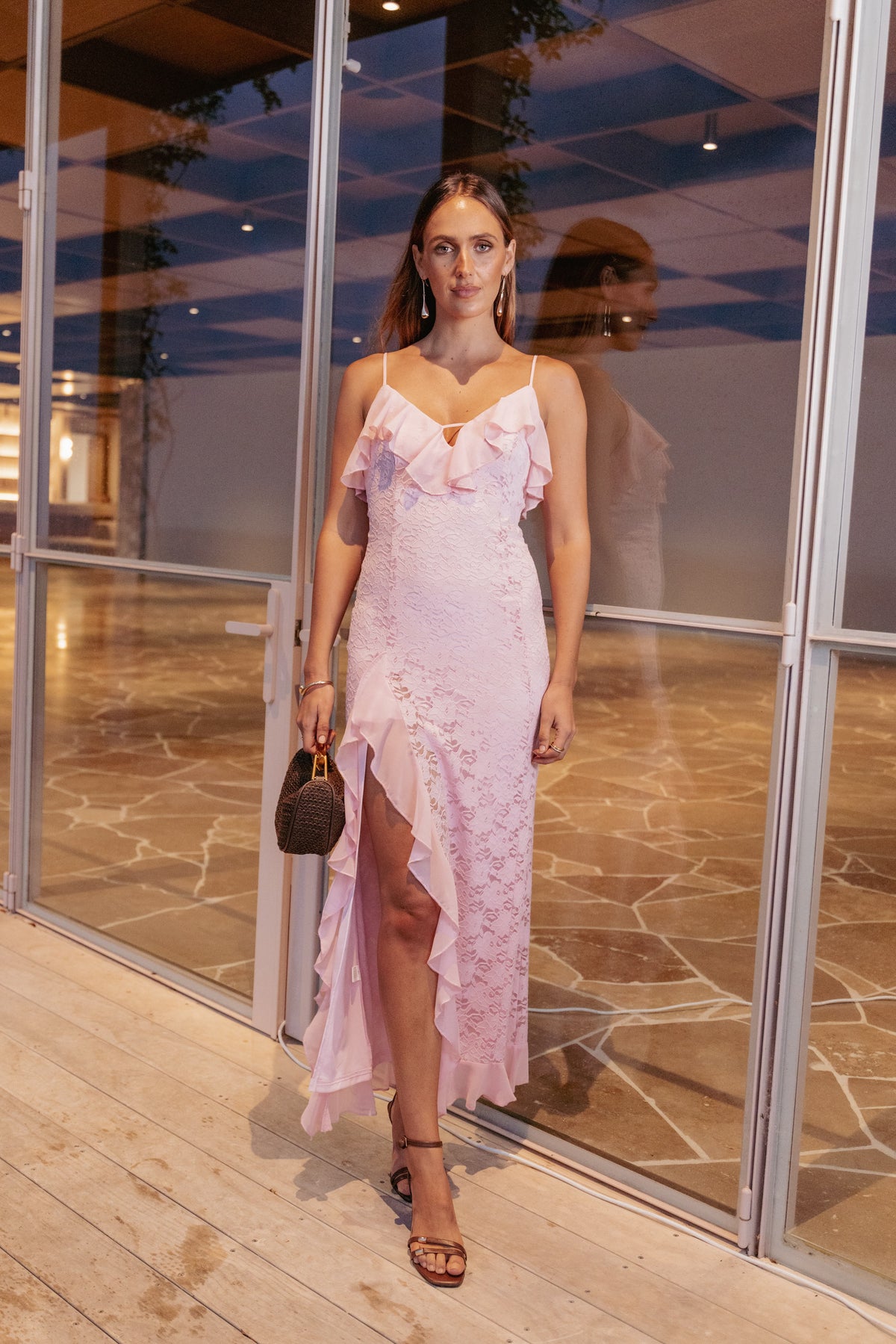Jamielee Lace Maxi Dress - Pink