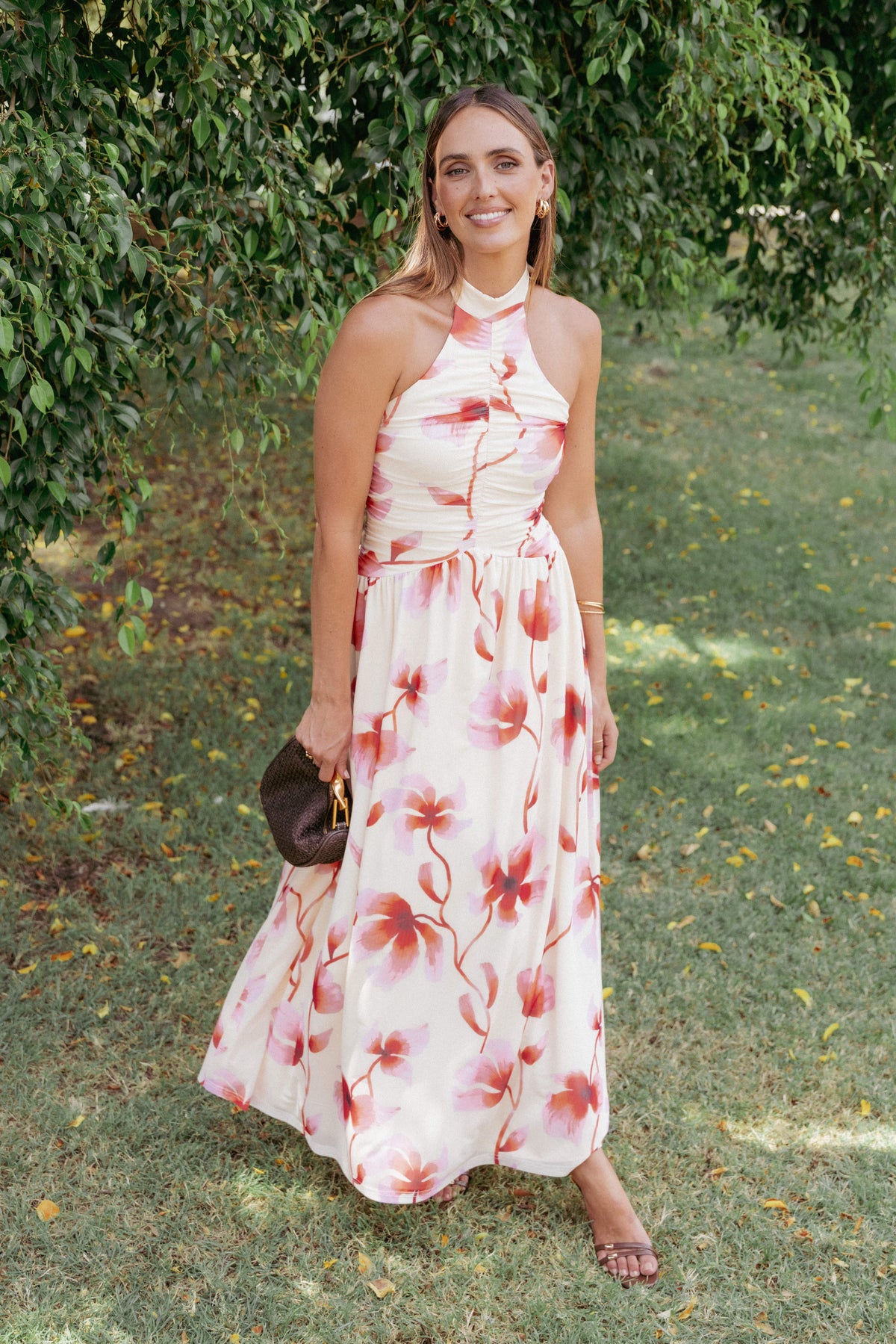 Kaira Halterneck Maxi Dress - Pink Floral