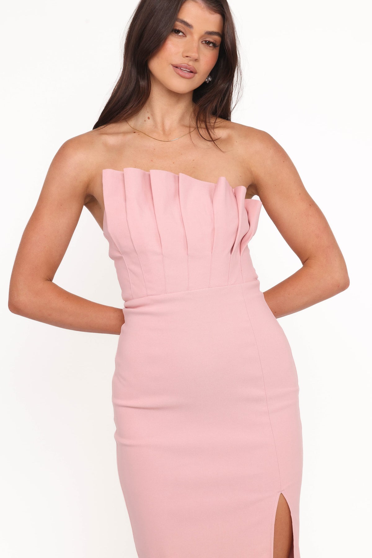 Kinnie Midi Strapless Dress - Pink