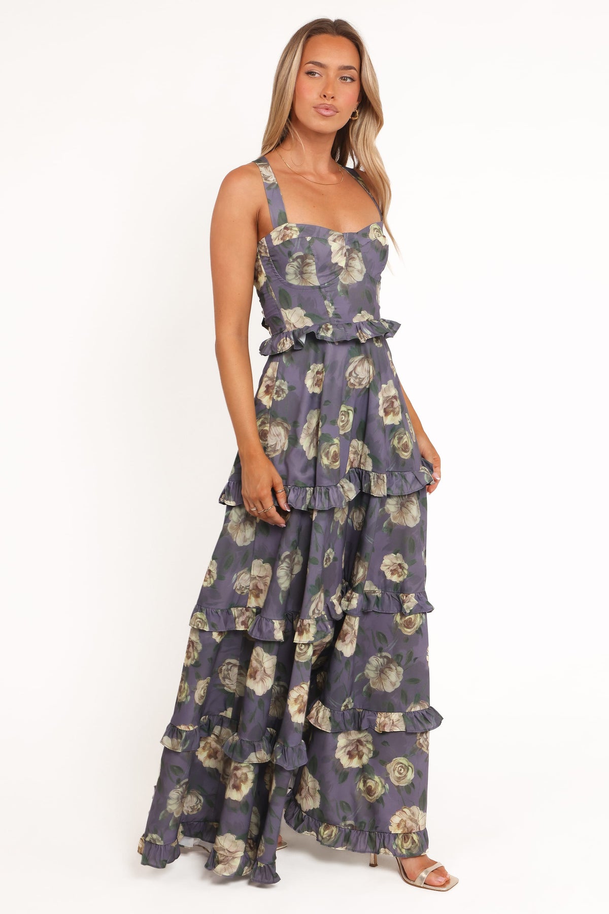 Lillee Tiered Maxi Dress - Lavender Floral