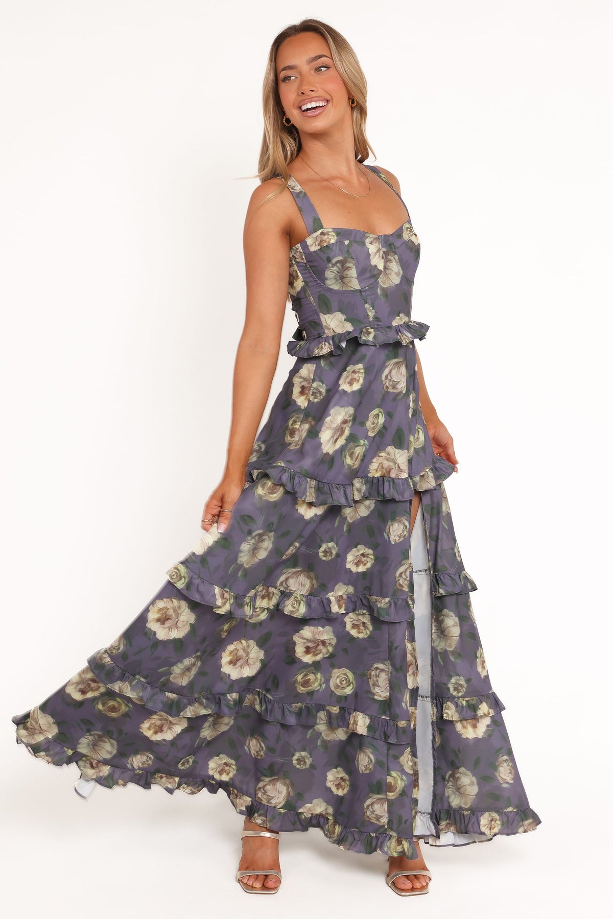 Lillee Tiered Maxi Dress - Lavender Floral