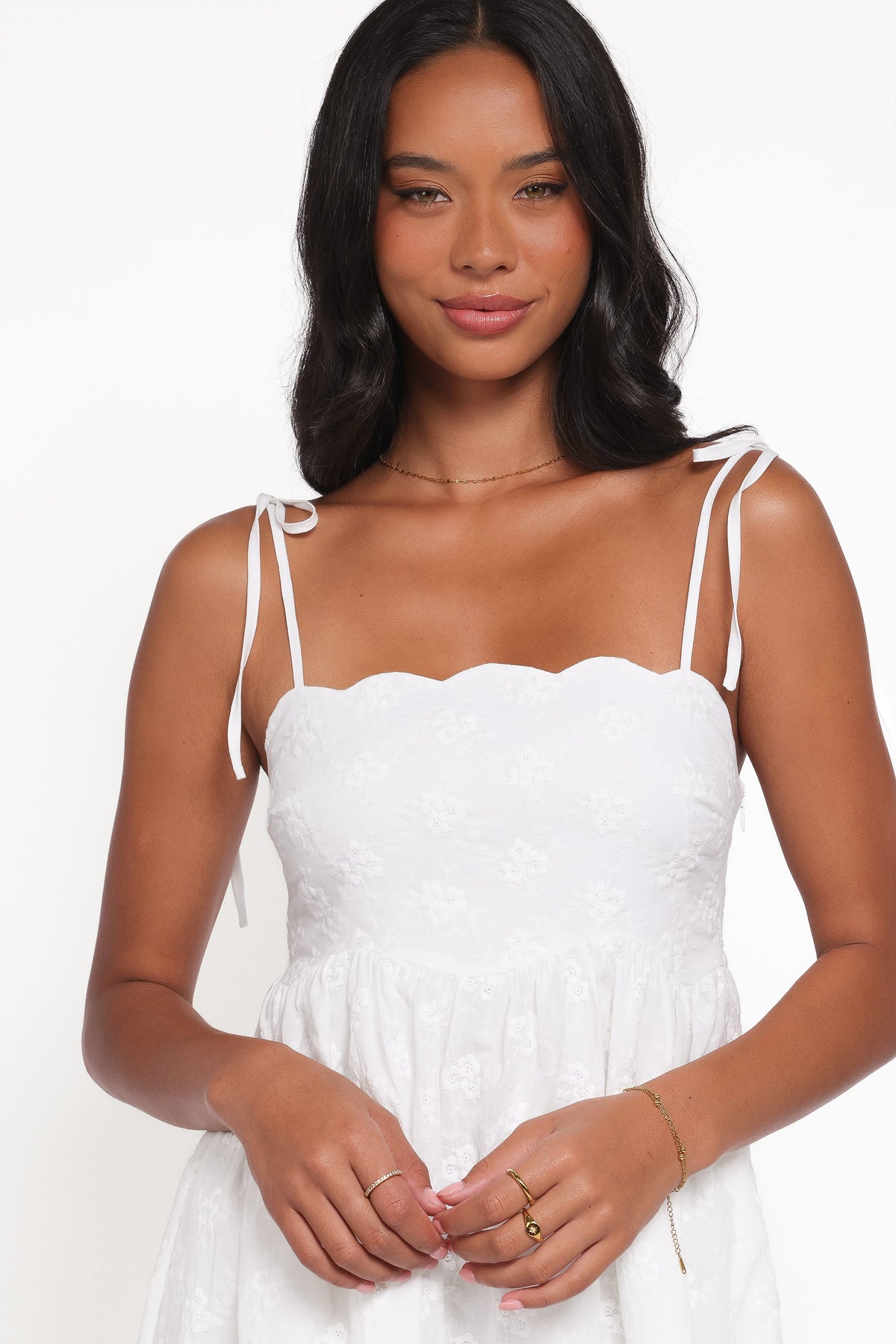 Lynne Mini Dress - White Broderie