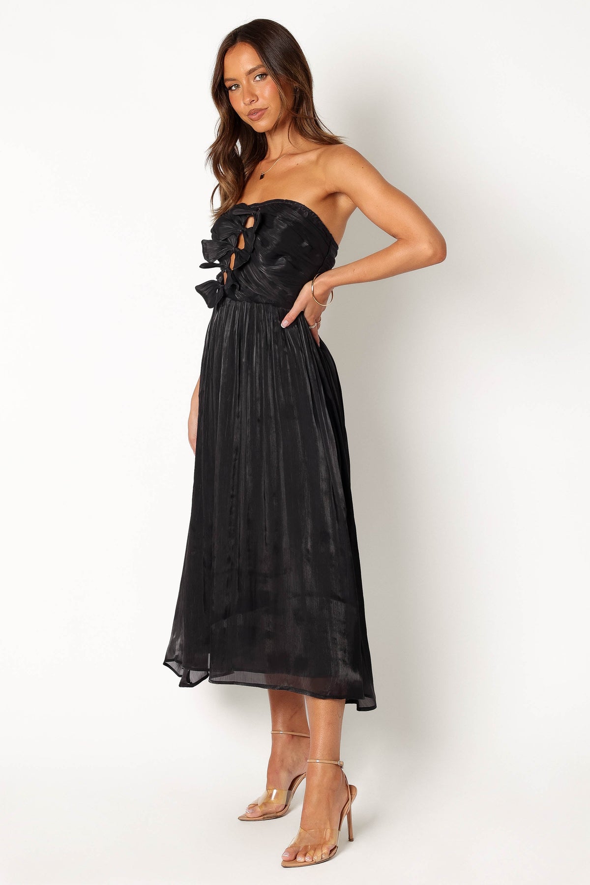 Mila Strapless Midi Dress - Black