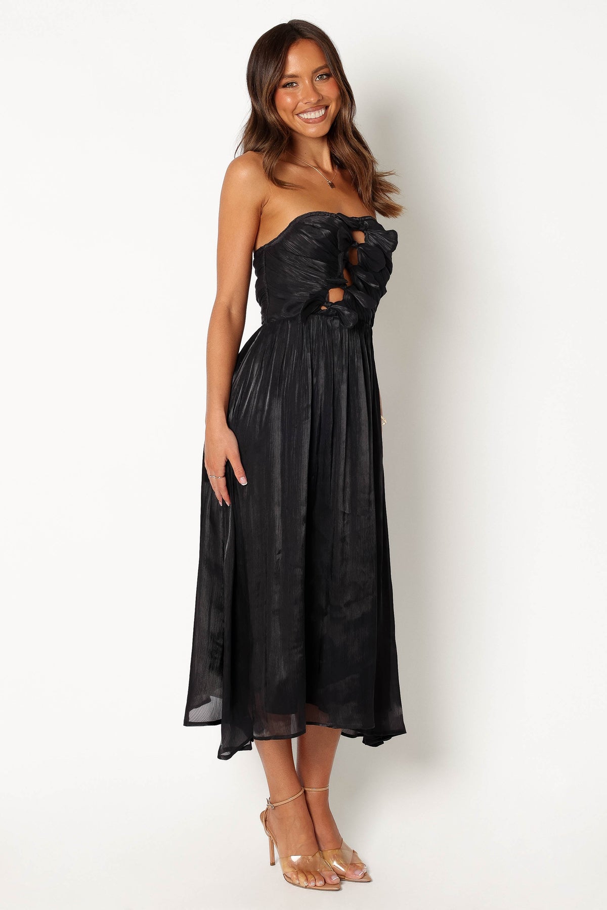 Mila Strapless Midi Dress - Black