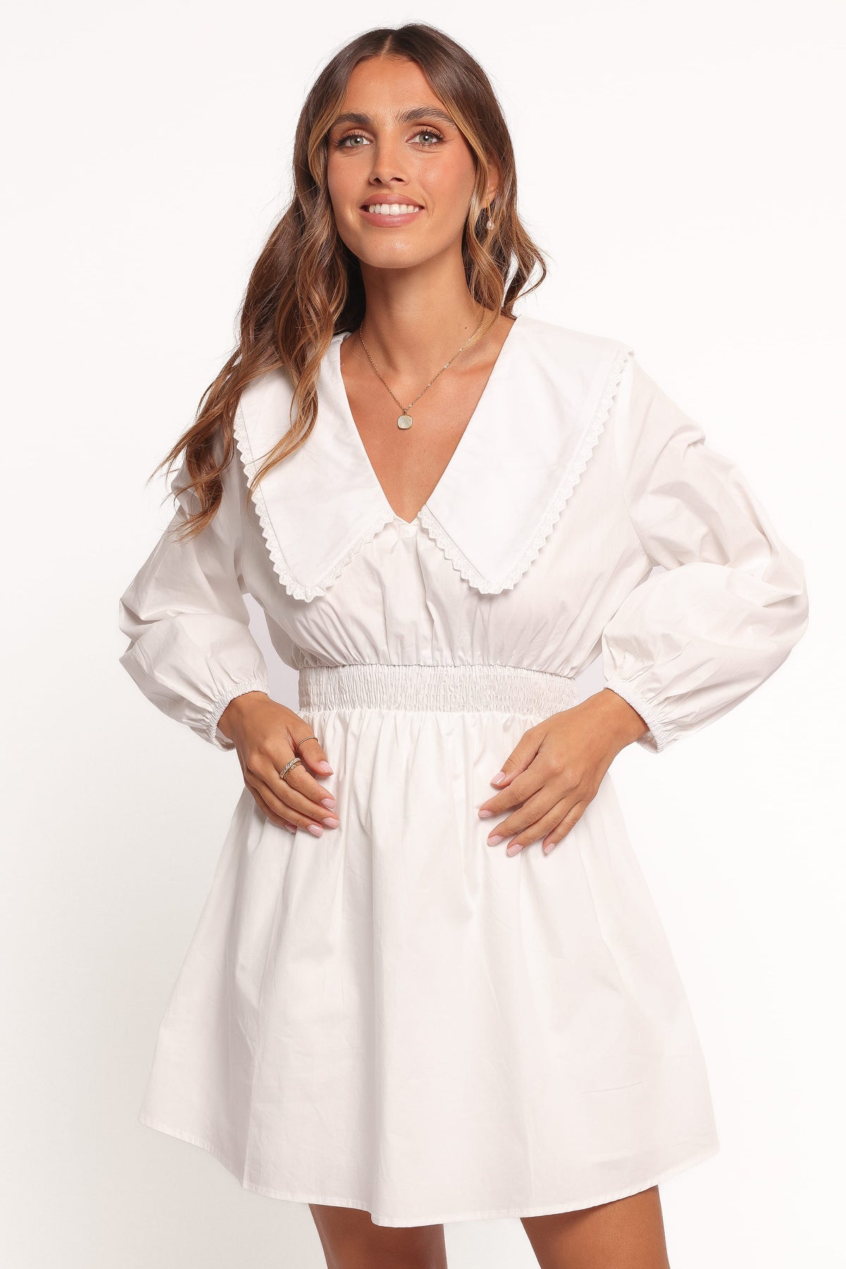 Nerida Long Sleeve Mini Dress - White