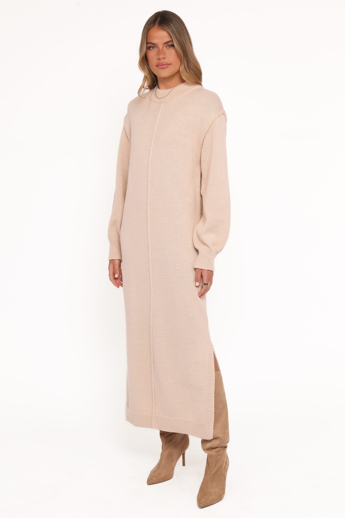 Odile Knit Midi Dress - Tan