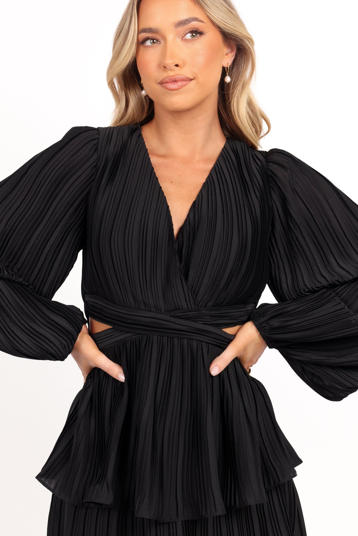 PIppa Long SLeeve Midi Dress - Black