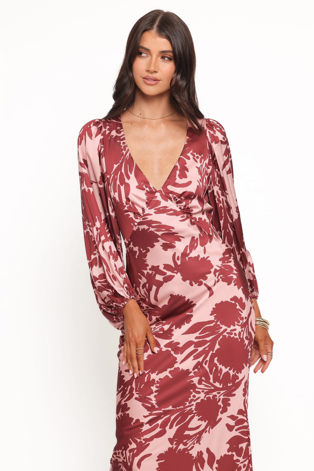 Varly Long Sleeve Dress - Pale Burgundy