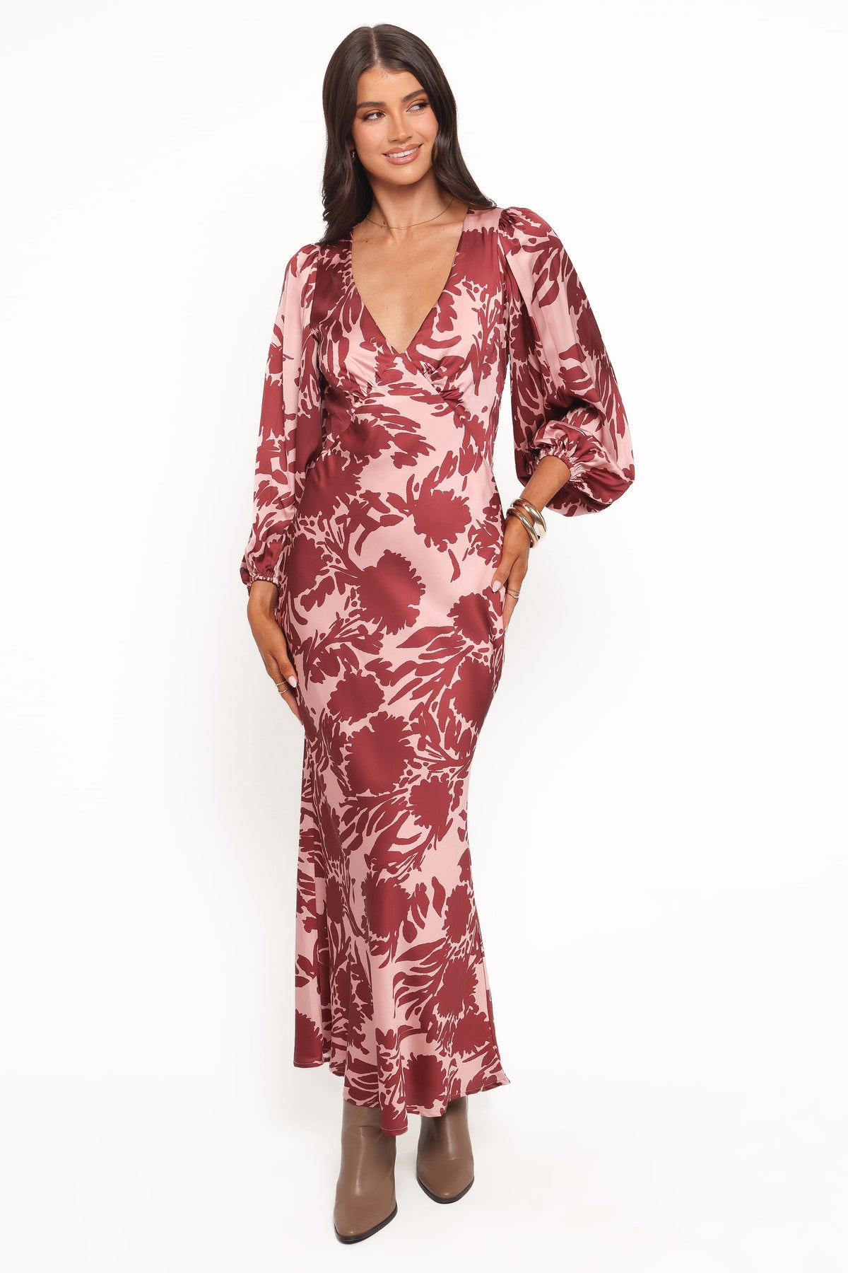 Varly Long Sleeve Dress - Pale Burgundy