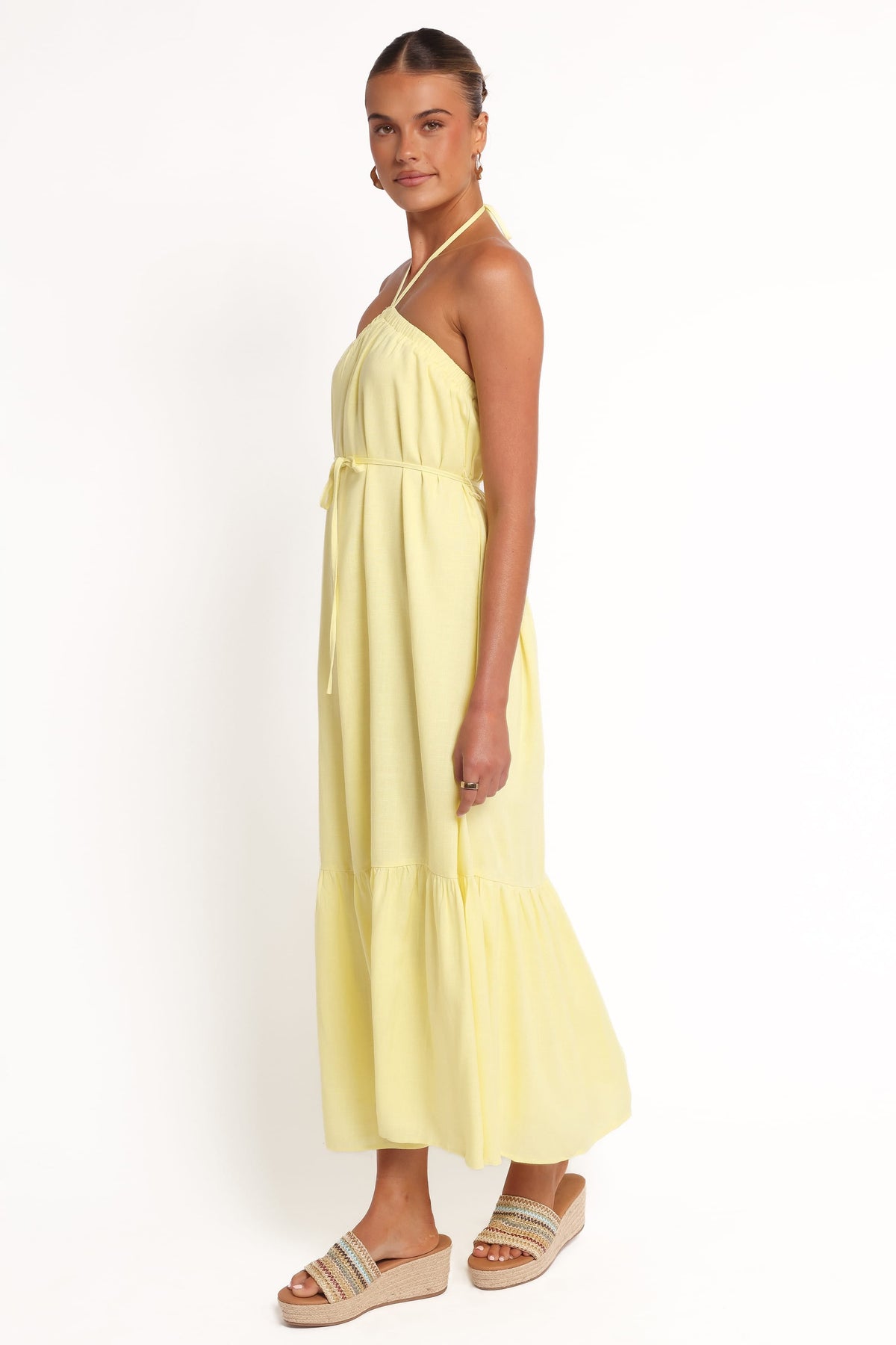 View Halterneck Maxi Dress - Lemon