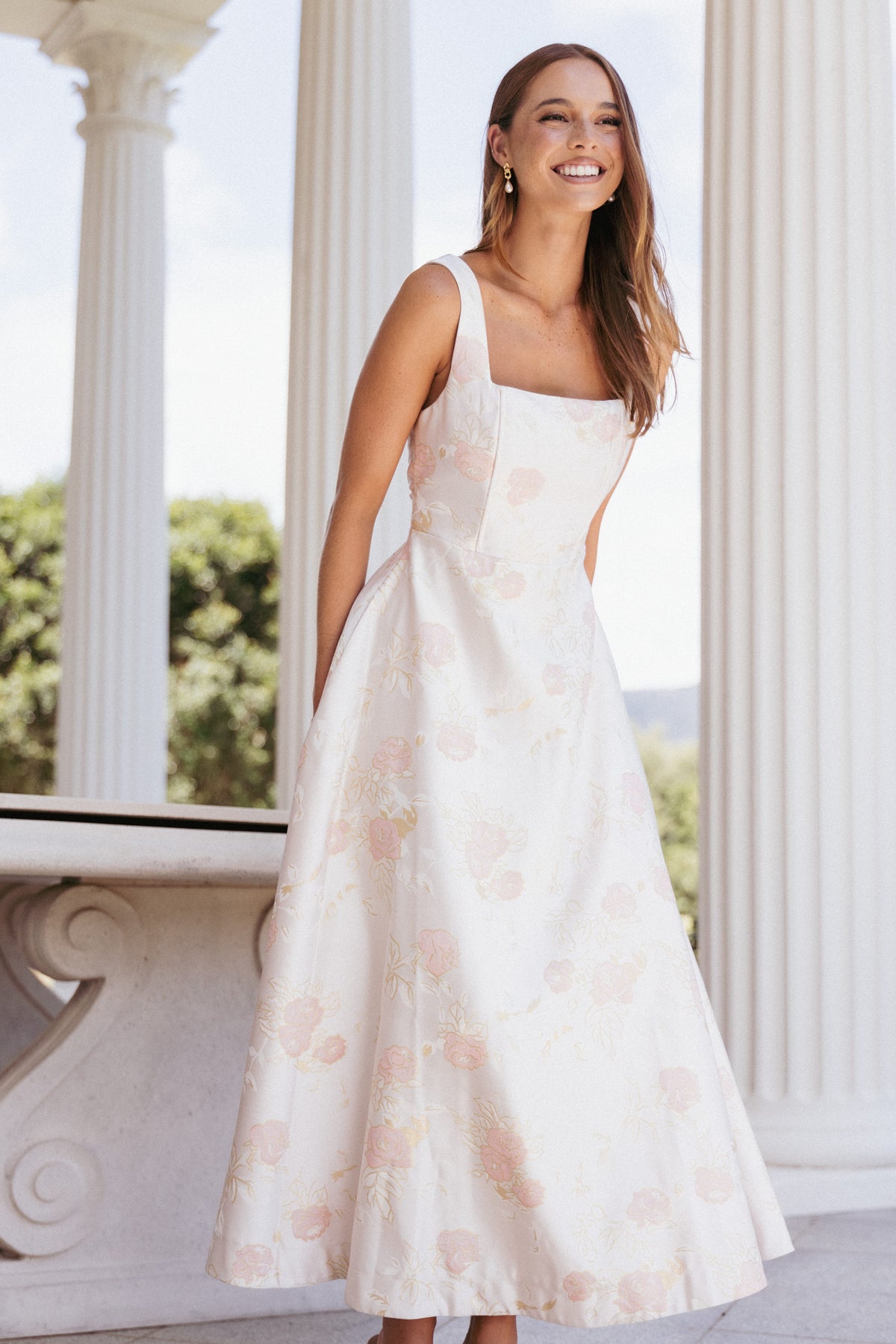 Zaria Midi Dress - Pink Floral