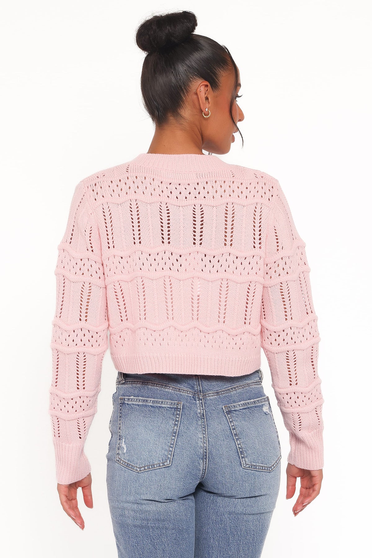 Aidy Crop Button Front Cardigan - Pink