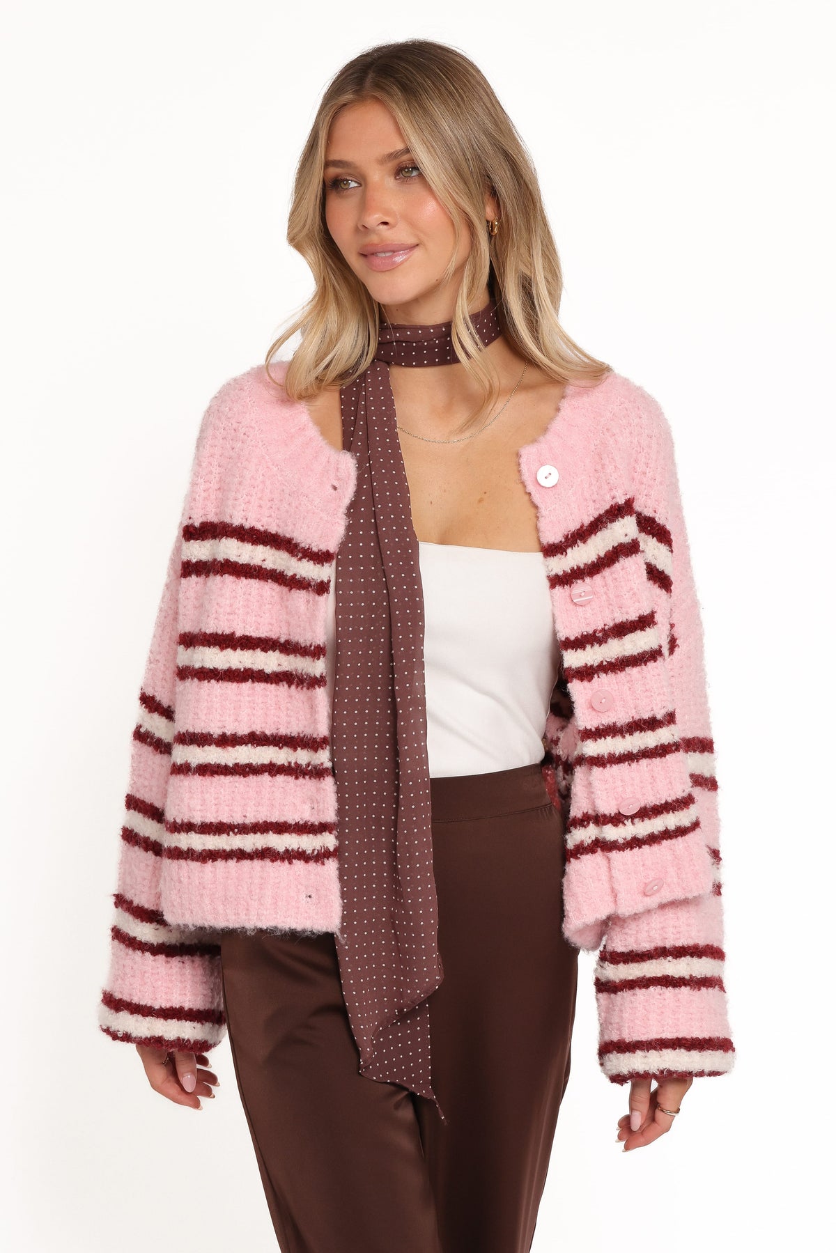 Albertine Cardigan - Pink Stripe