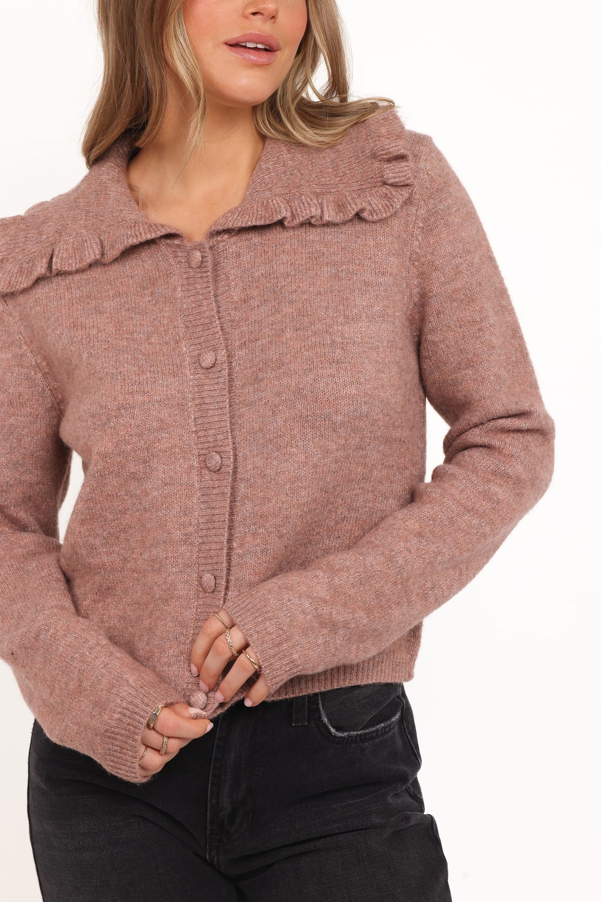 Carmello Frill Collar Cardigan - Mocha