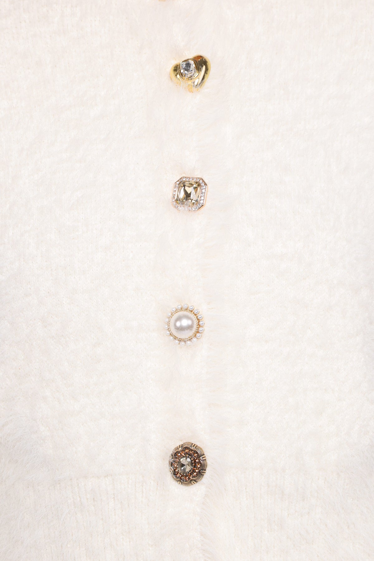 Jintie Vintage Button Cardigan - Cream