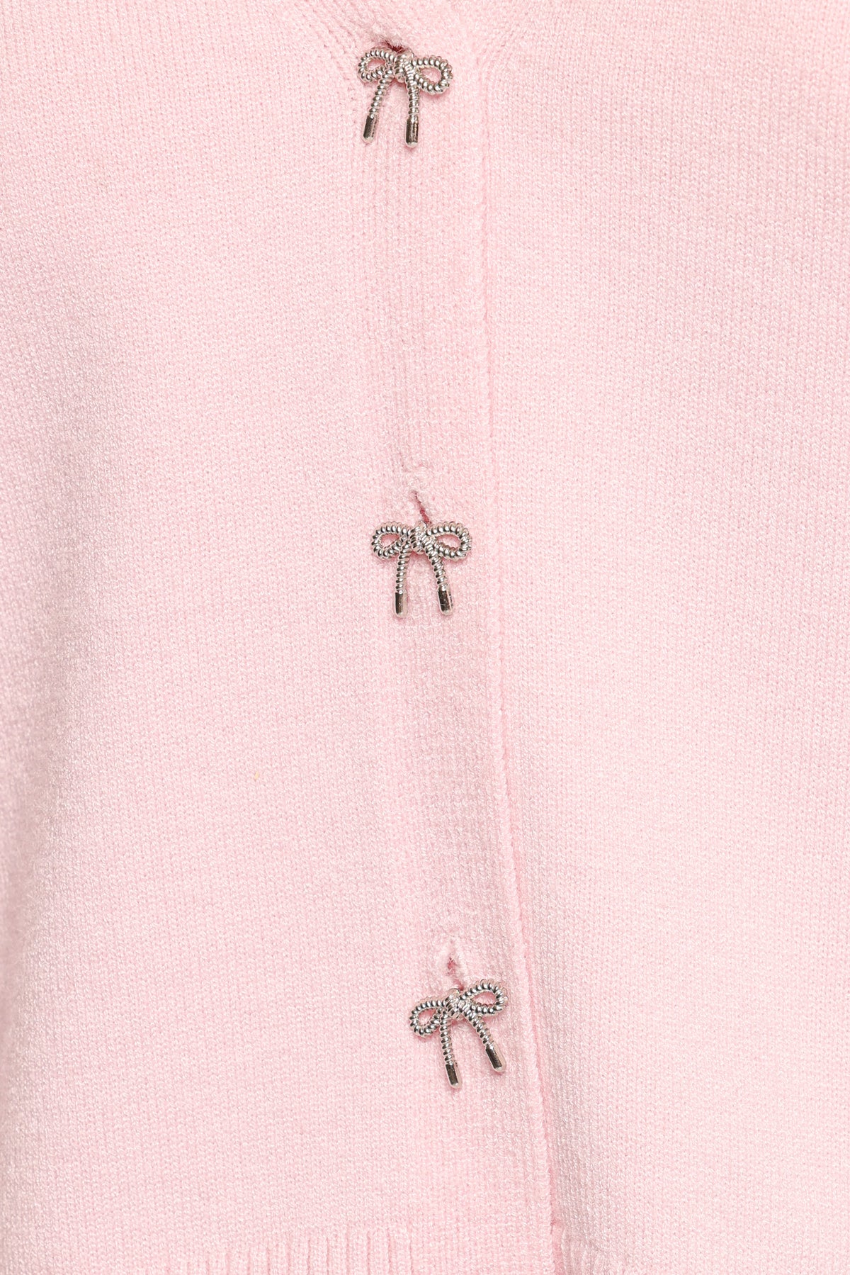 Josey Bow Button Cardigan - Light Pink
