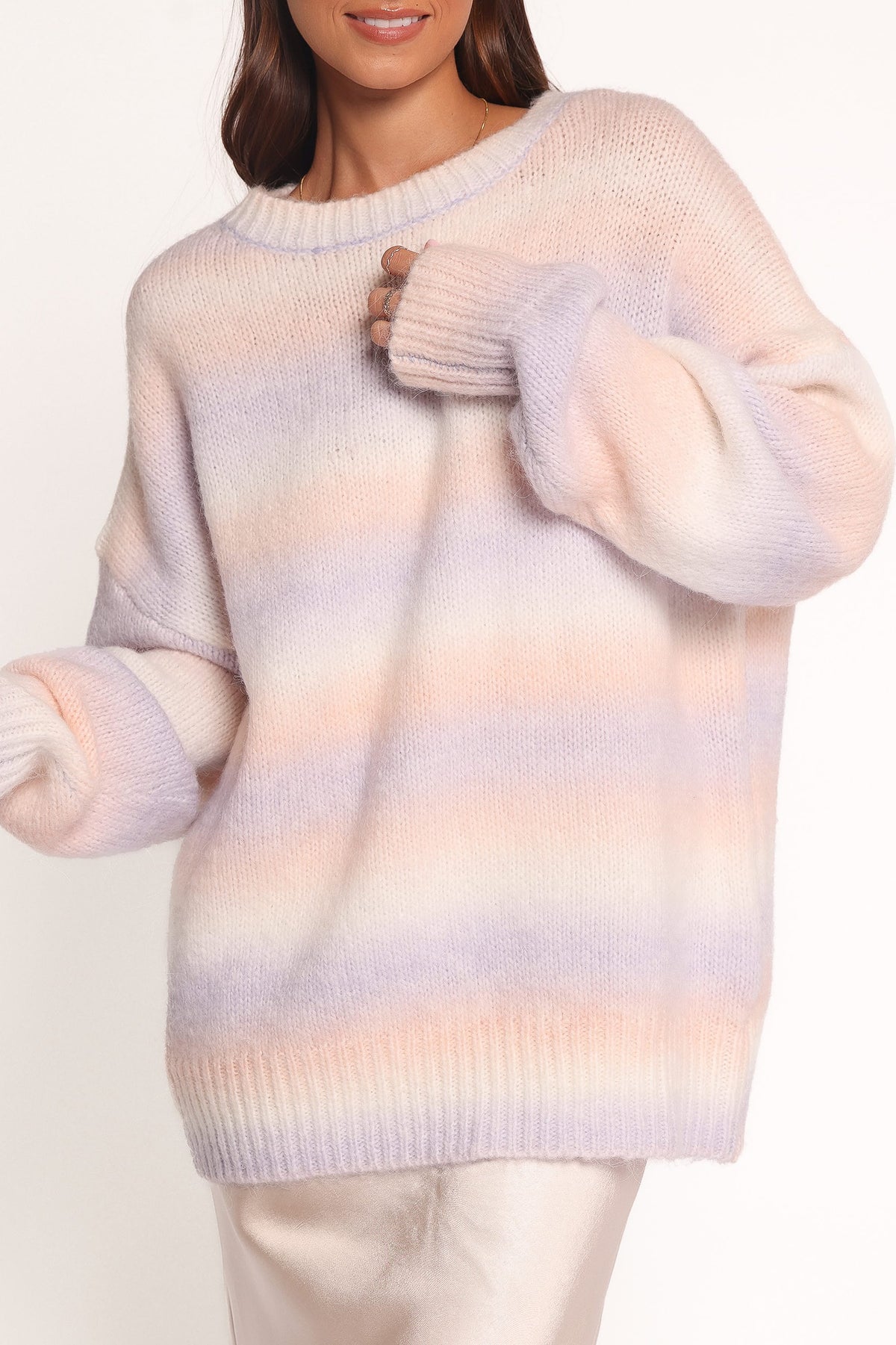 Joy Knit Sweater - Lavender Stripe