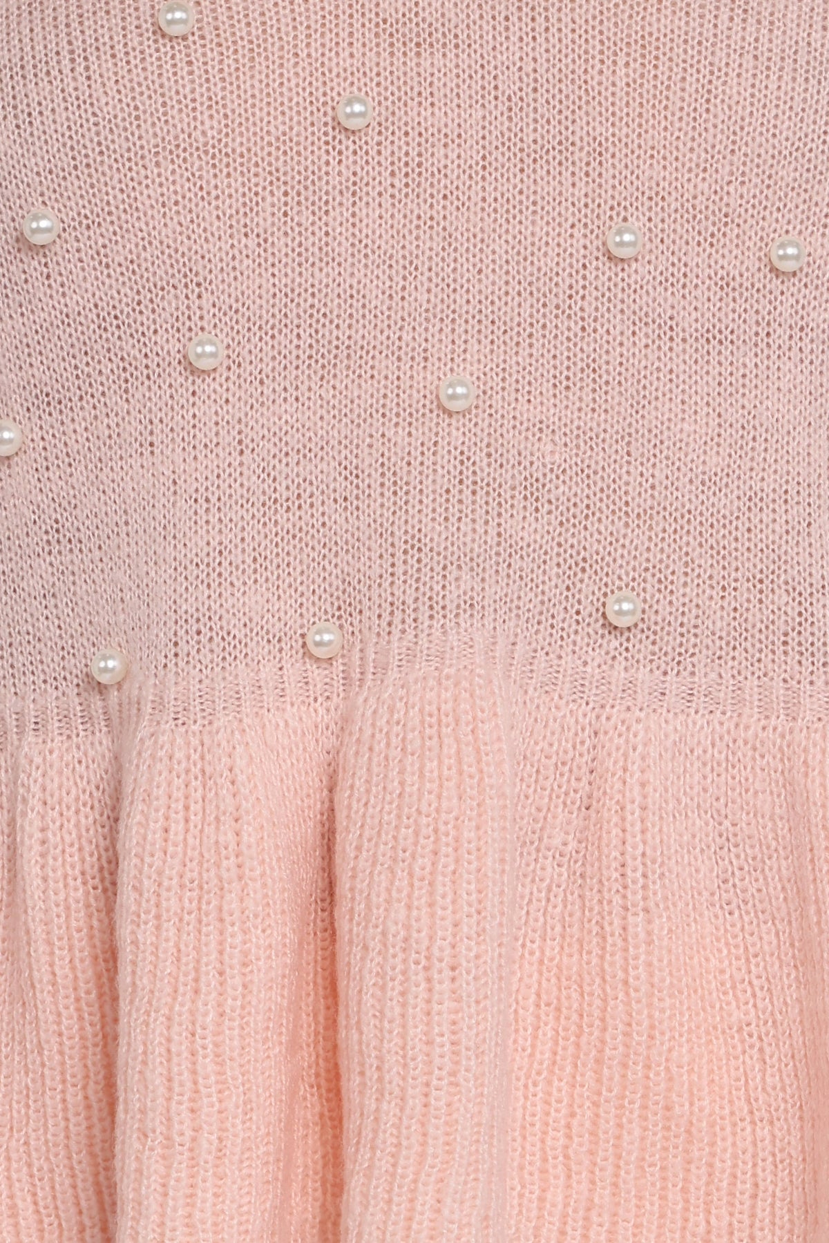 Molly Pearl Peplum Knit Sweater - Light Pink