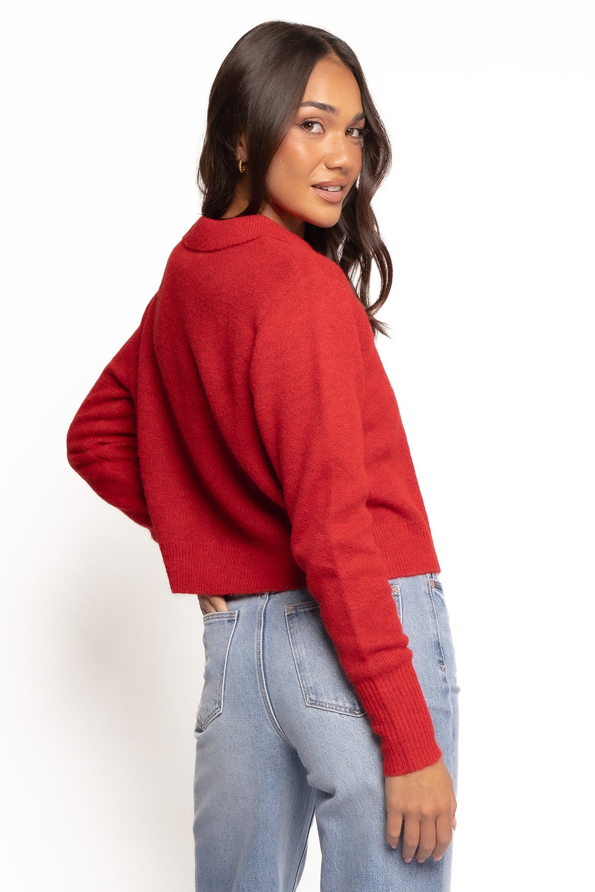 Naya Collar Cardigan - Red