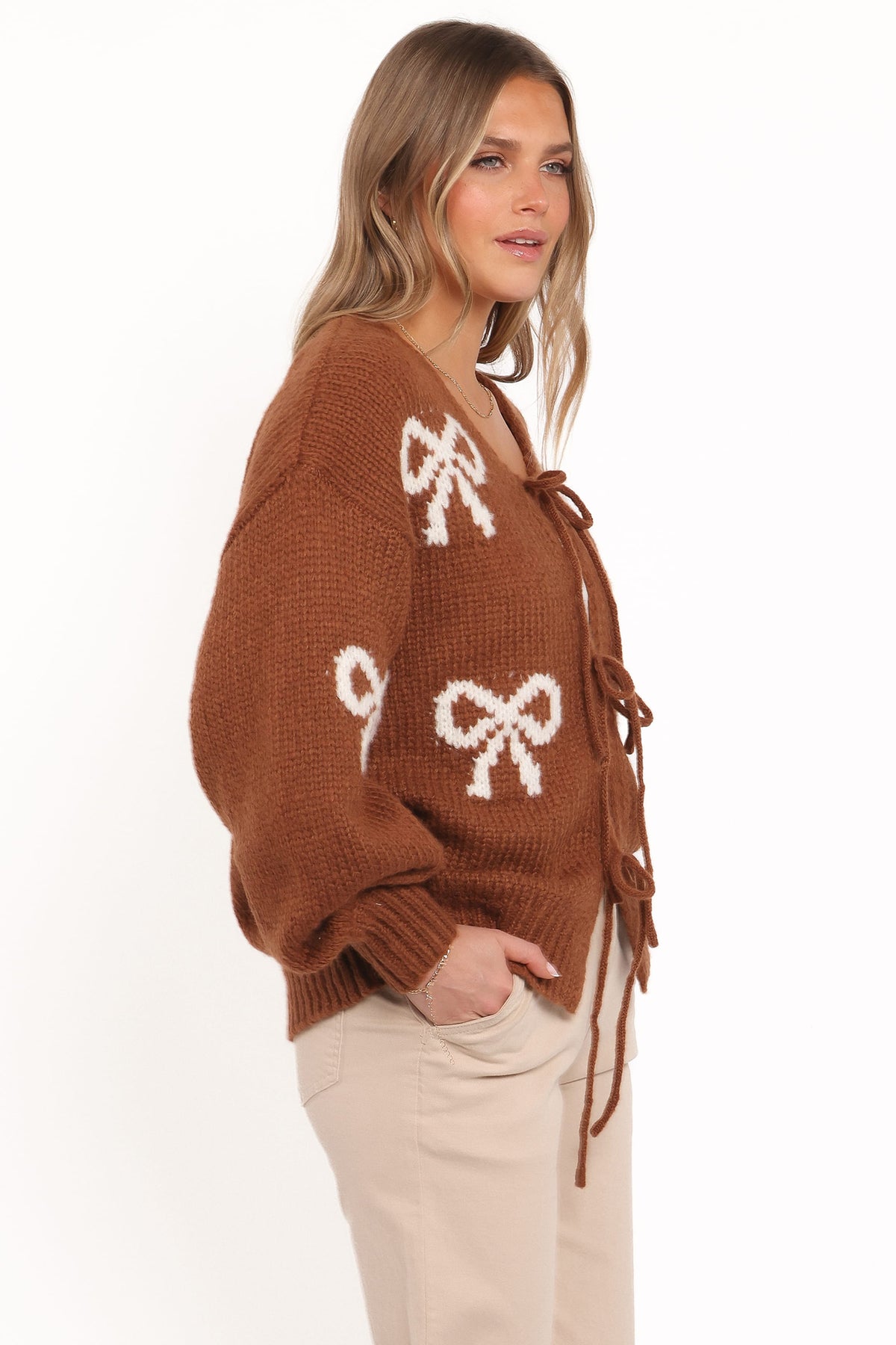 Vienna Bow Cardigan - Camel