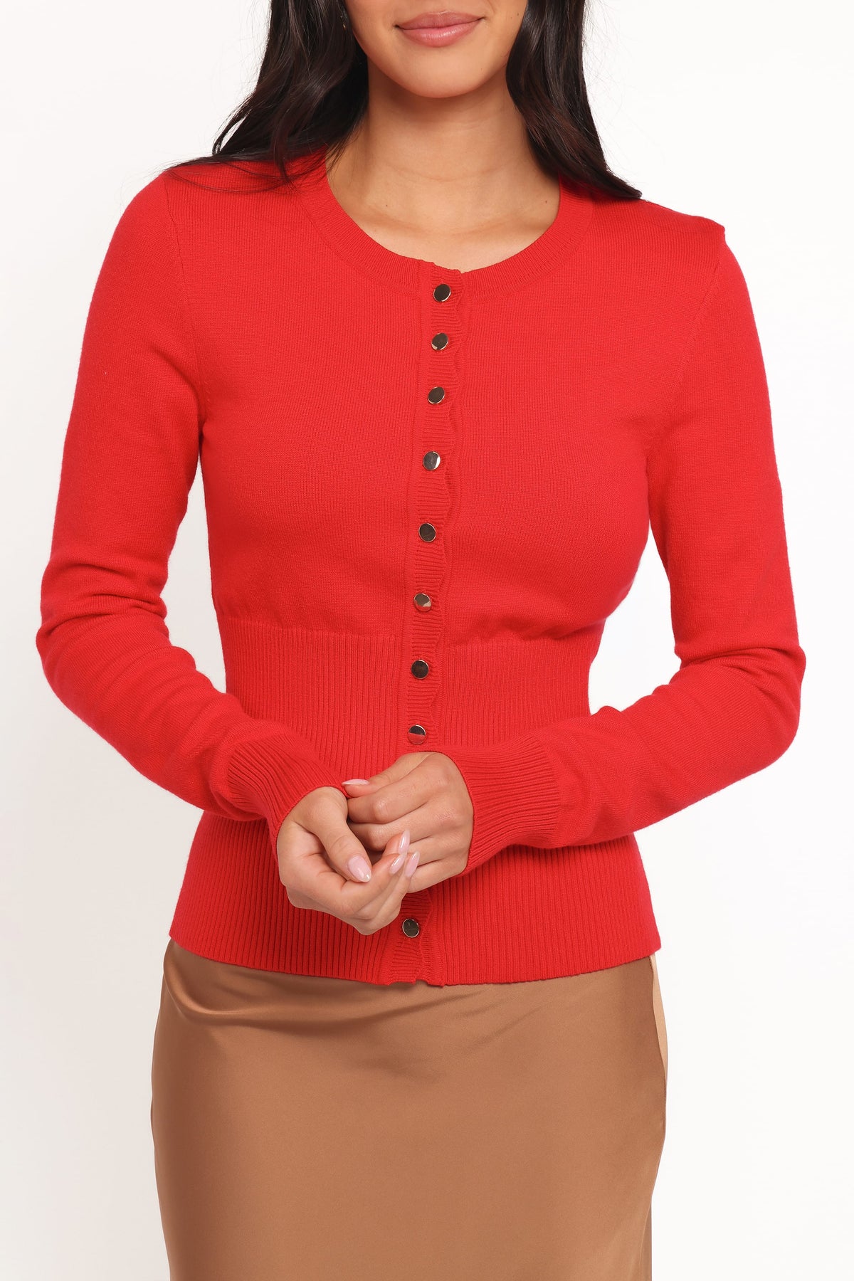 Walsh Scalloped Cardigan - Red