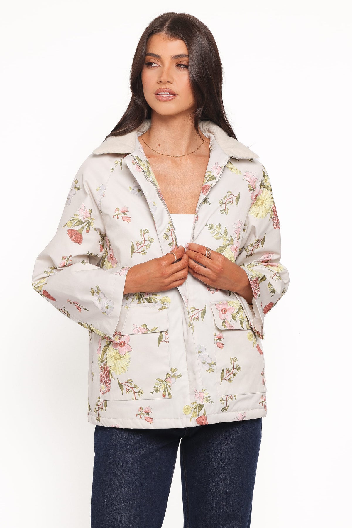 Danica Barn Jacket - Khaki Floral