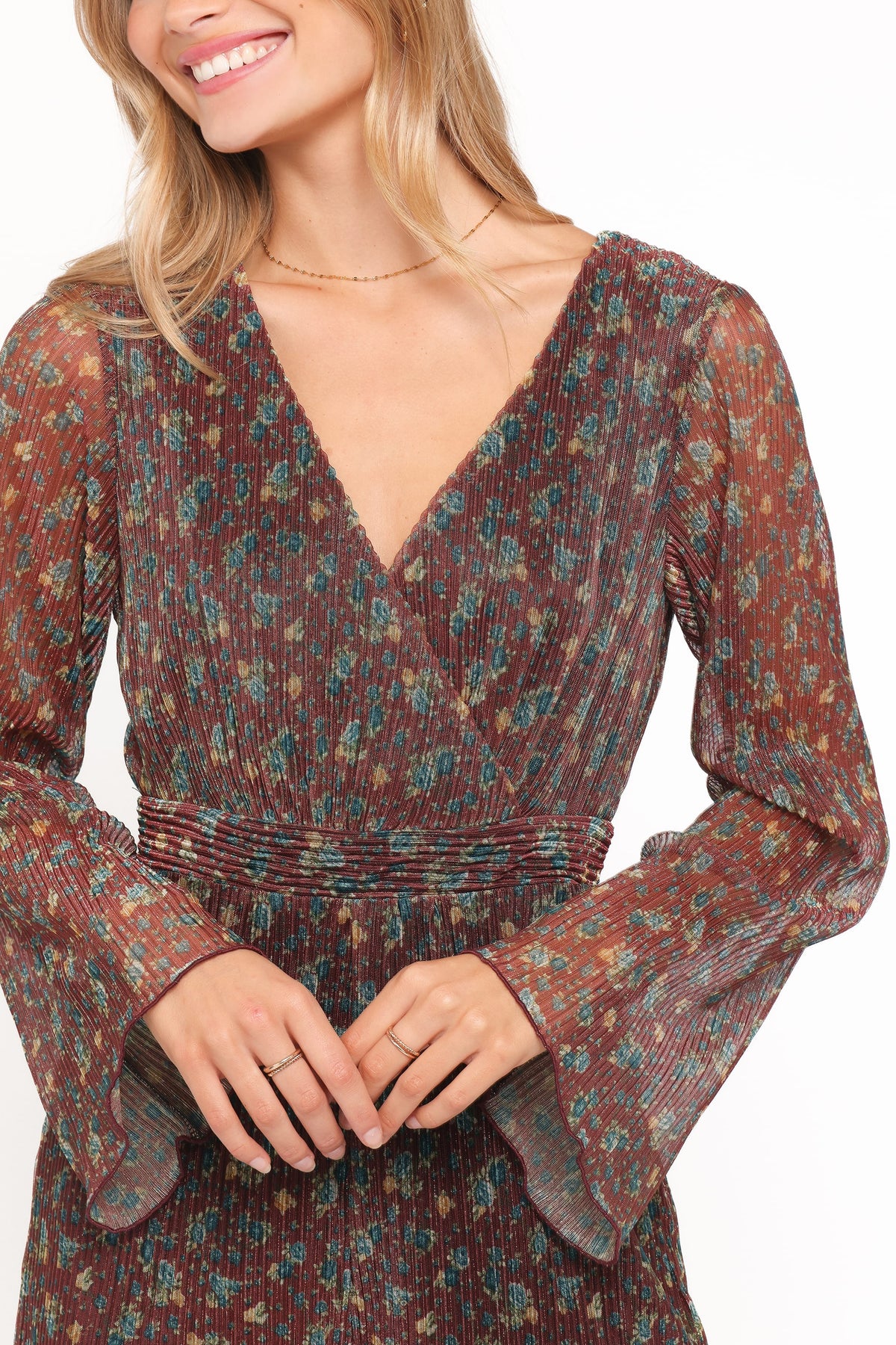 Rhiannon Long Sleeve Romper - Brown Floral