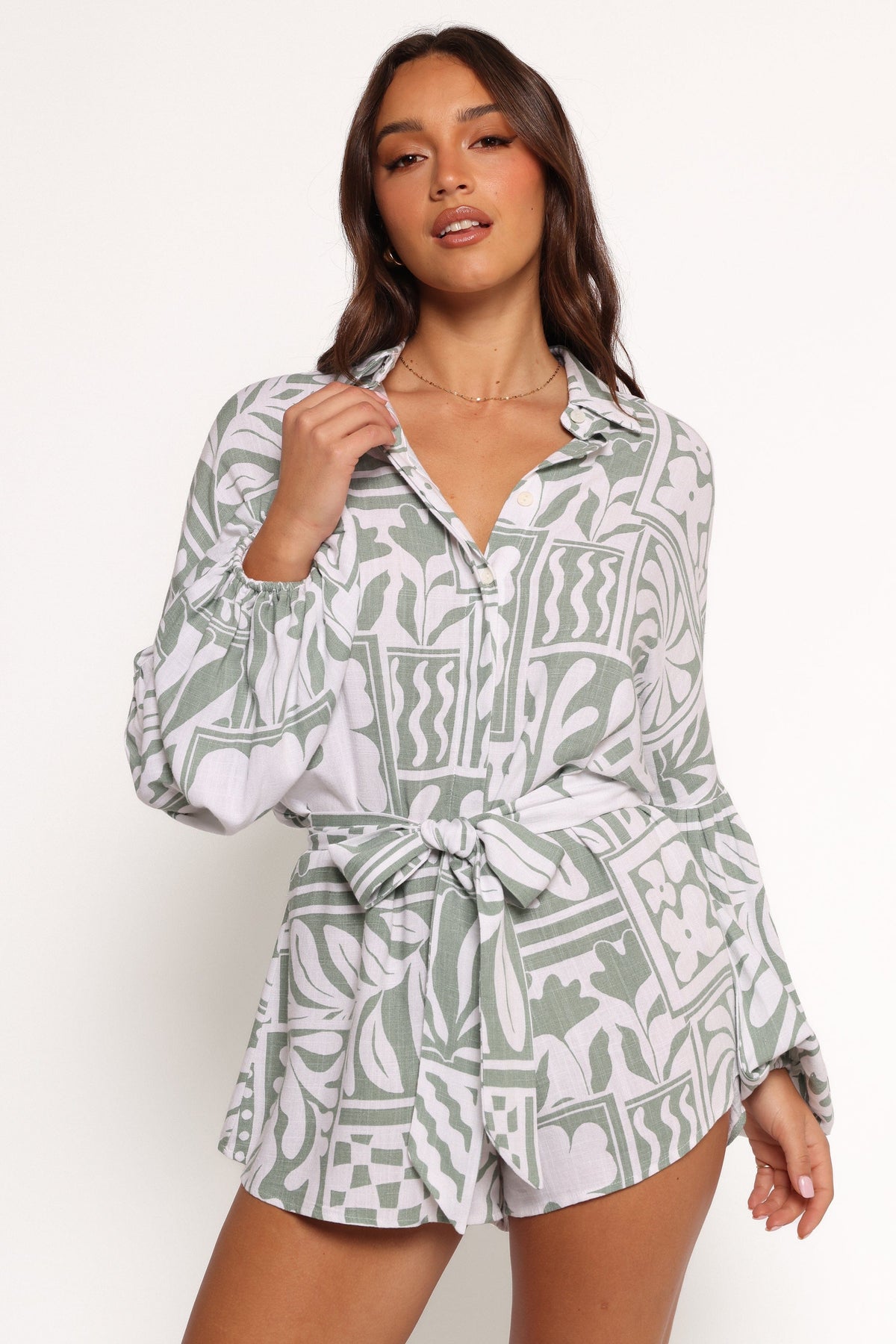 Tansy Romper - Sage Print