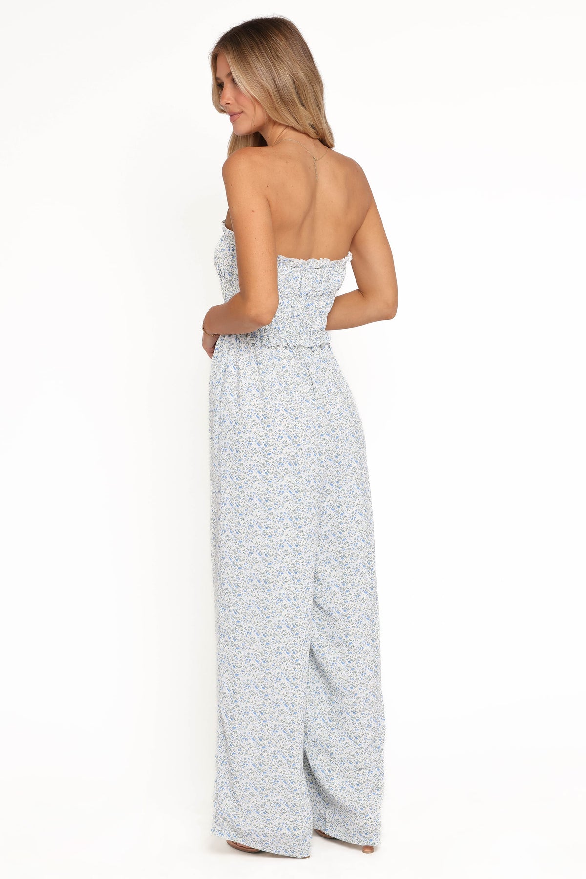 Yulissa Strapless Jumpsuit - Blue Floral