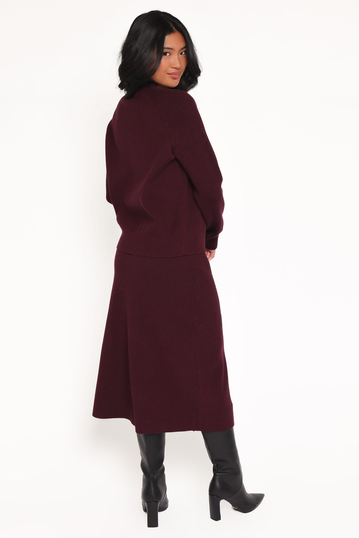Bridget Maxi Skirt Sweater Set - Maroon