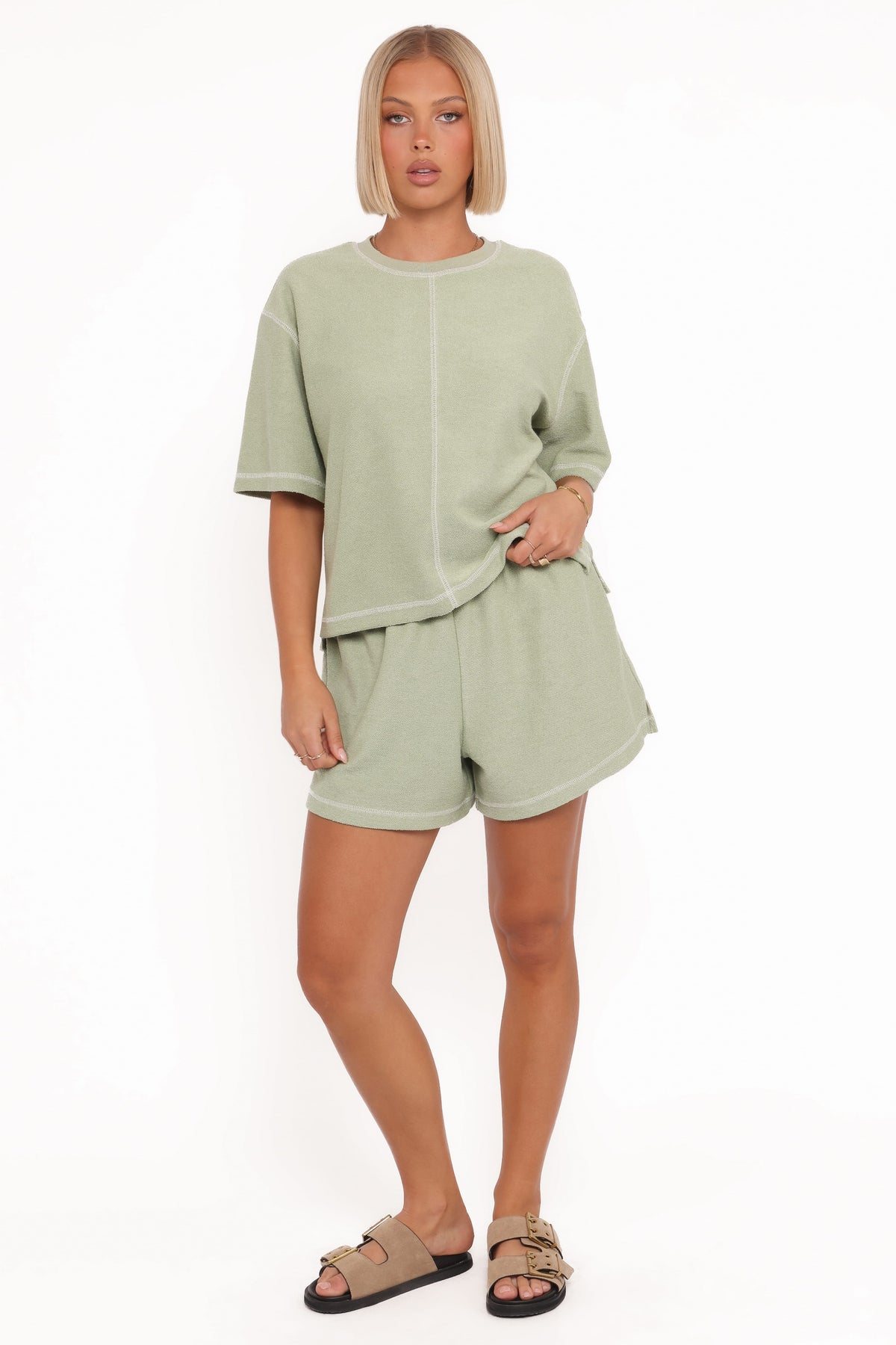 Melody Knit Short Set - Matcha