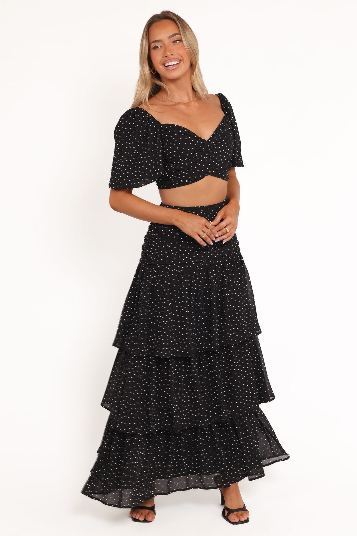 Selina Skirt Set - Black Polka Dot